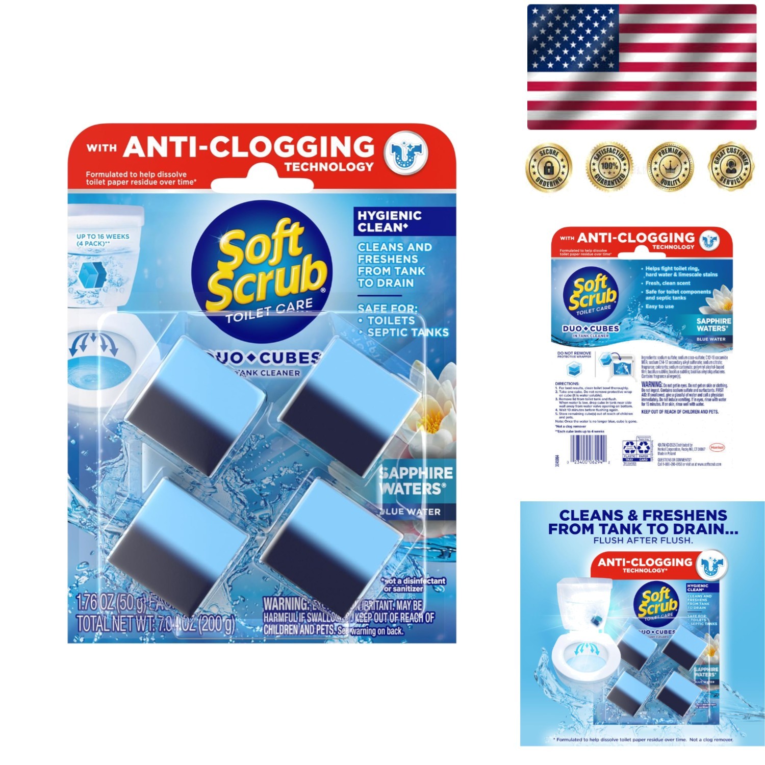 4-Count In-Tank Toilet Cleaner Duo-Cubes – Sapphire Waters Clean & Fresh Formula