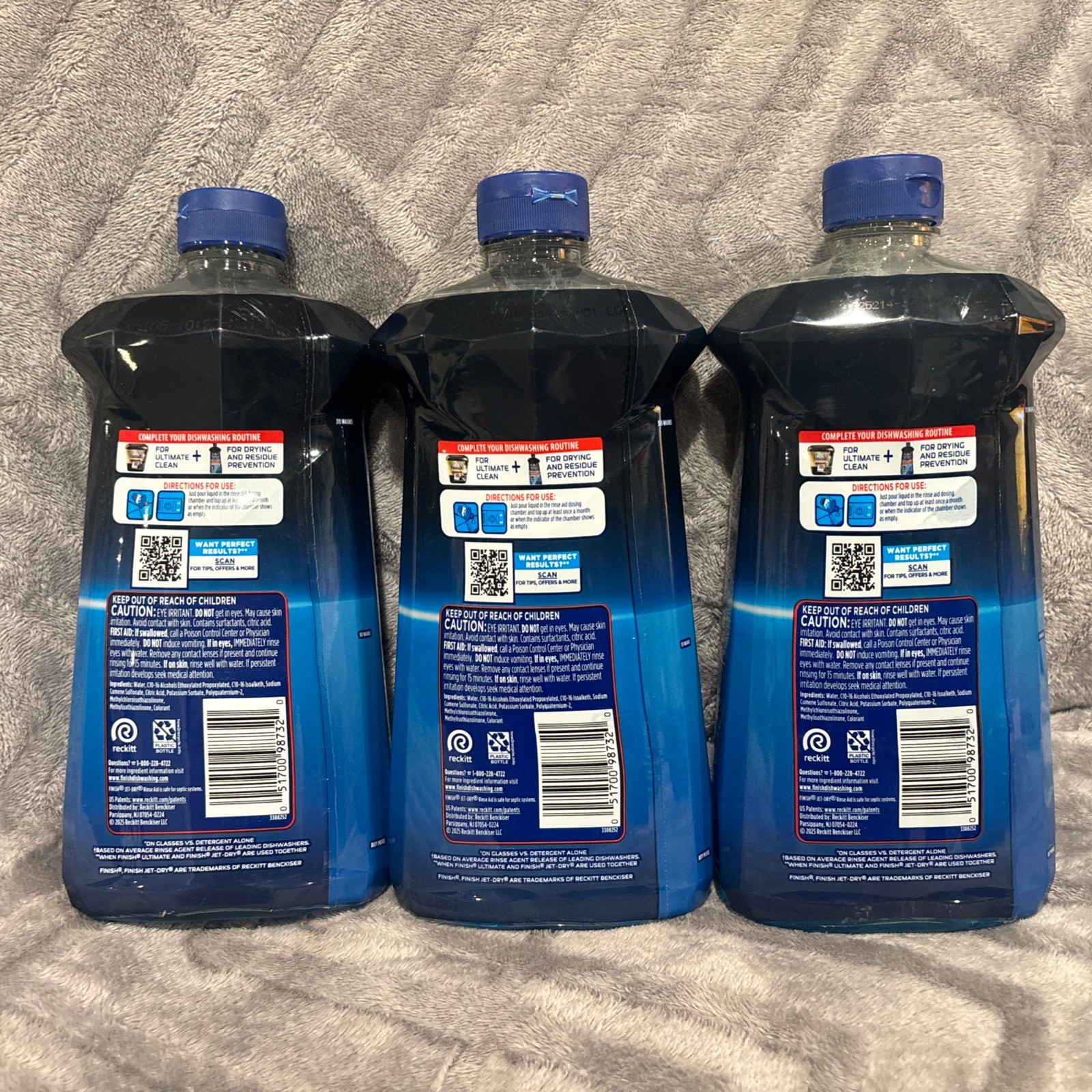 Lot Of 3- Finish Jet-Dry Ultra Rinse Aid 32fl oz Dishwasher Detergent