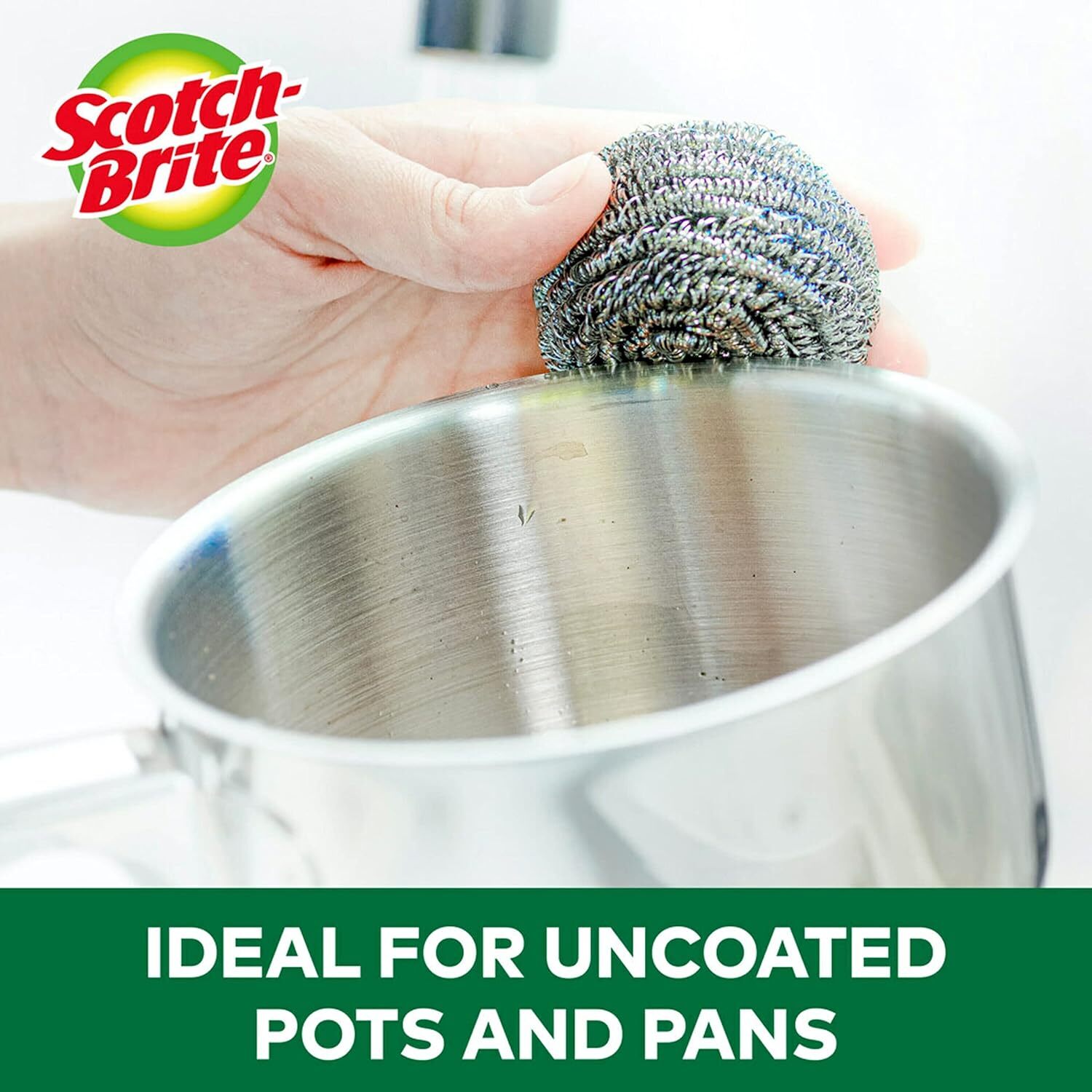 Scotch-Brite Stainless Steel Scrubber, Dish Scrubbers – 3 Scrubbers