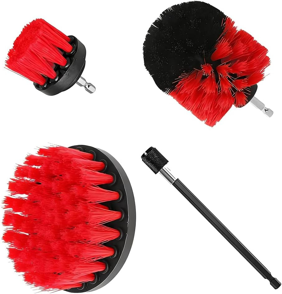 4Pcs/Set Car Drill Brush Attachment Set, Vehicle Drill Scrub Brushes Kit with Ex