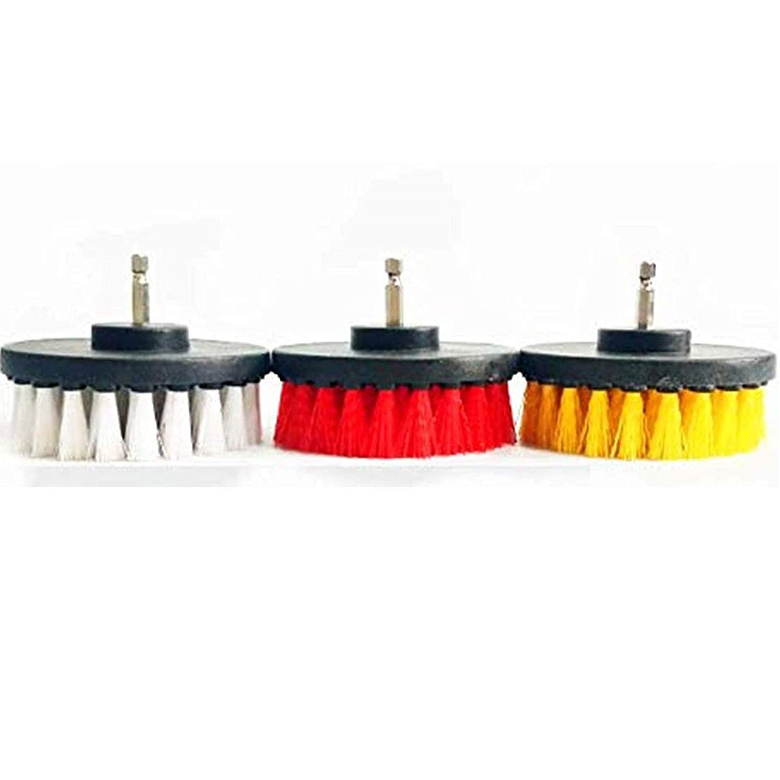 5in 3 Piece Soft, Medium and Stiff Power Scrubbing Brush Drill Attachment for…