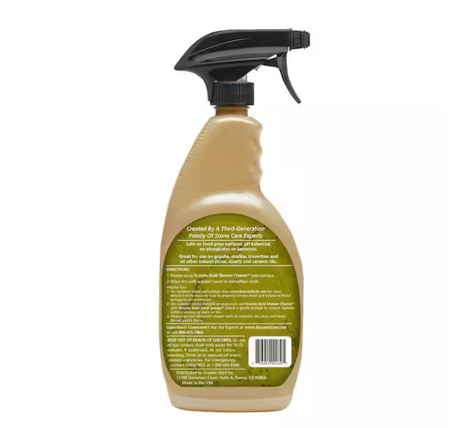 24 oz Gold Shower Cleaner for Quartz, Granite & Marble – No Phosphates, USA Made