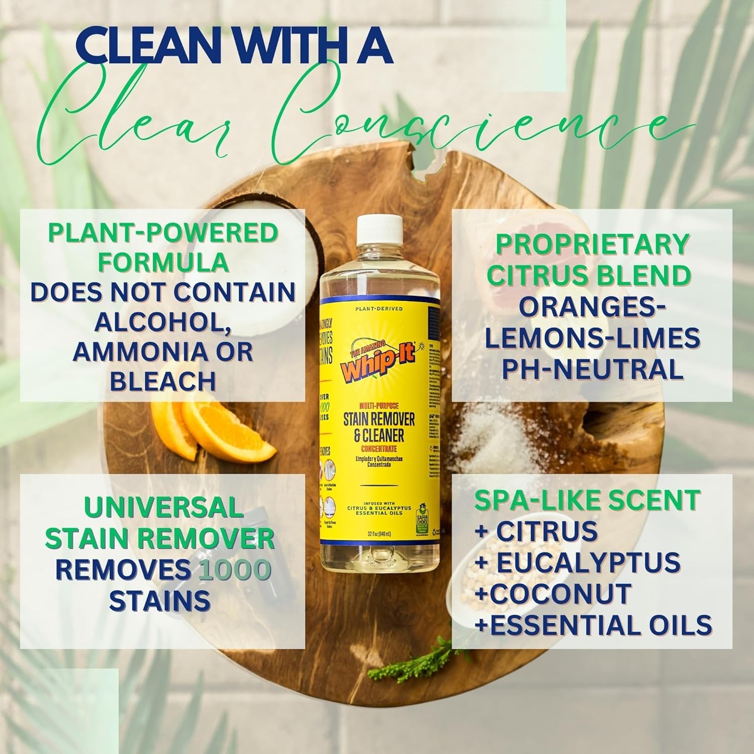 Whip It Cleaner, Multi Purpose Stain Remover CONCENTRATE, Makes 32 Bottles, Plan