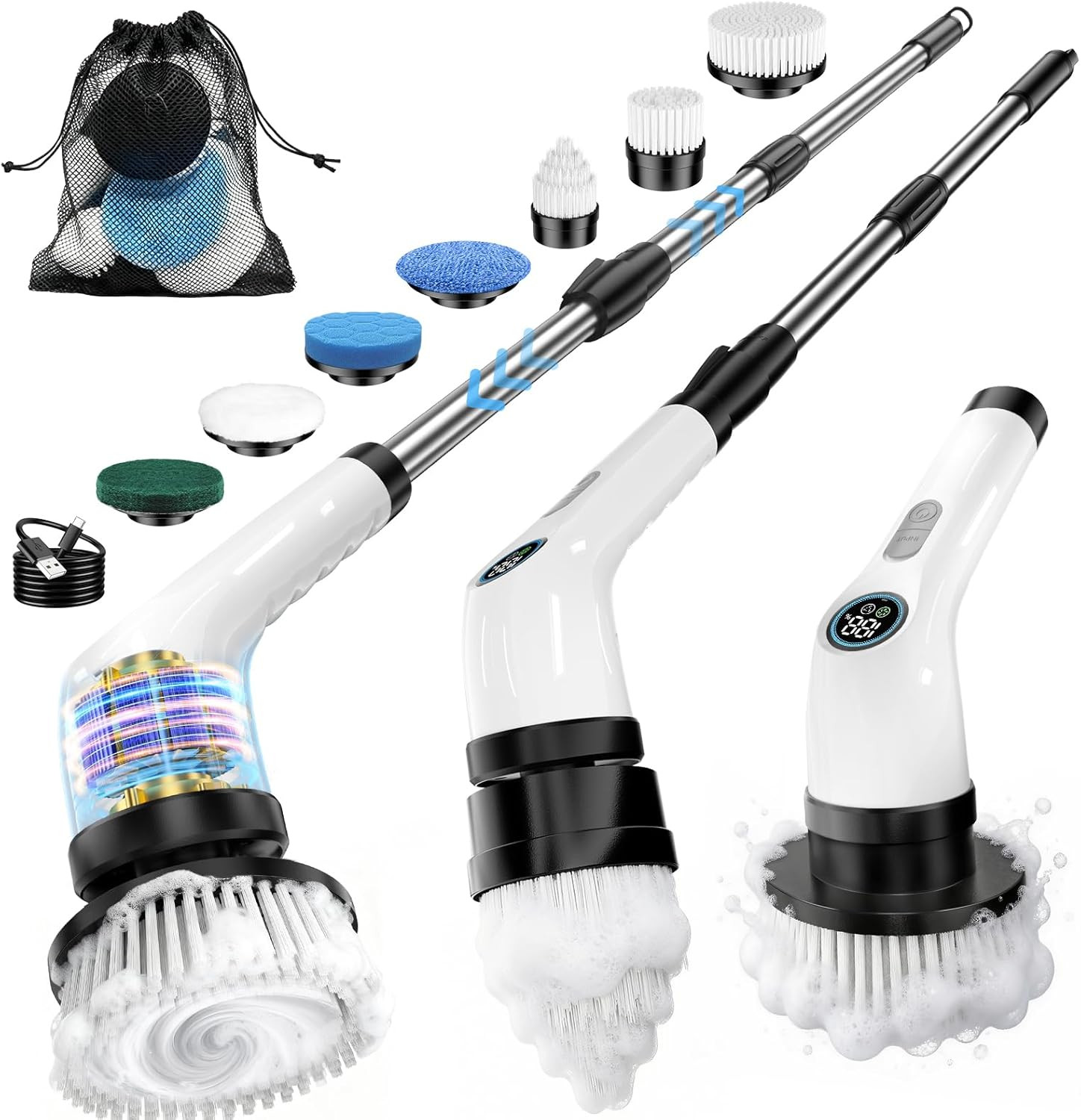 Electric Spin Scrubber, Rechargeable with Upgraded Battery & Extended Runtime, I