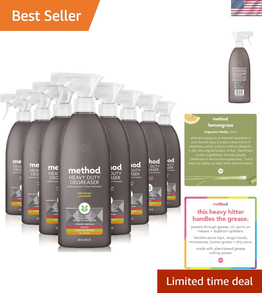 Method Heavy Duty Degreaser, Lemongrass Scent, Oven Cleaner & Stove Top Clean…