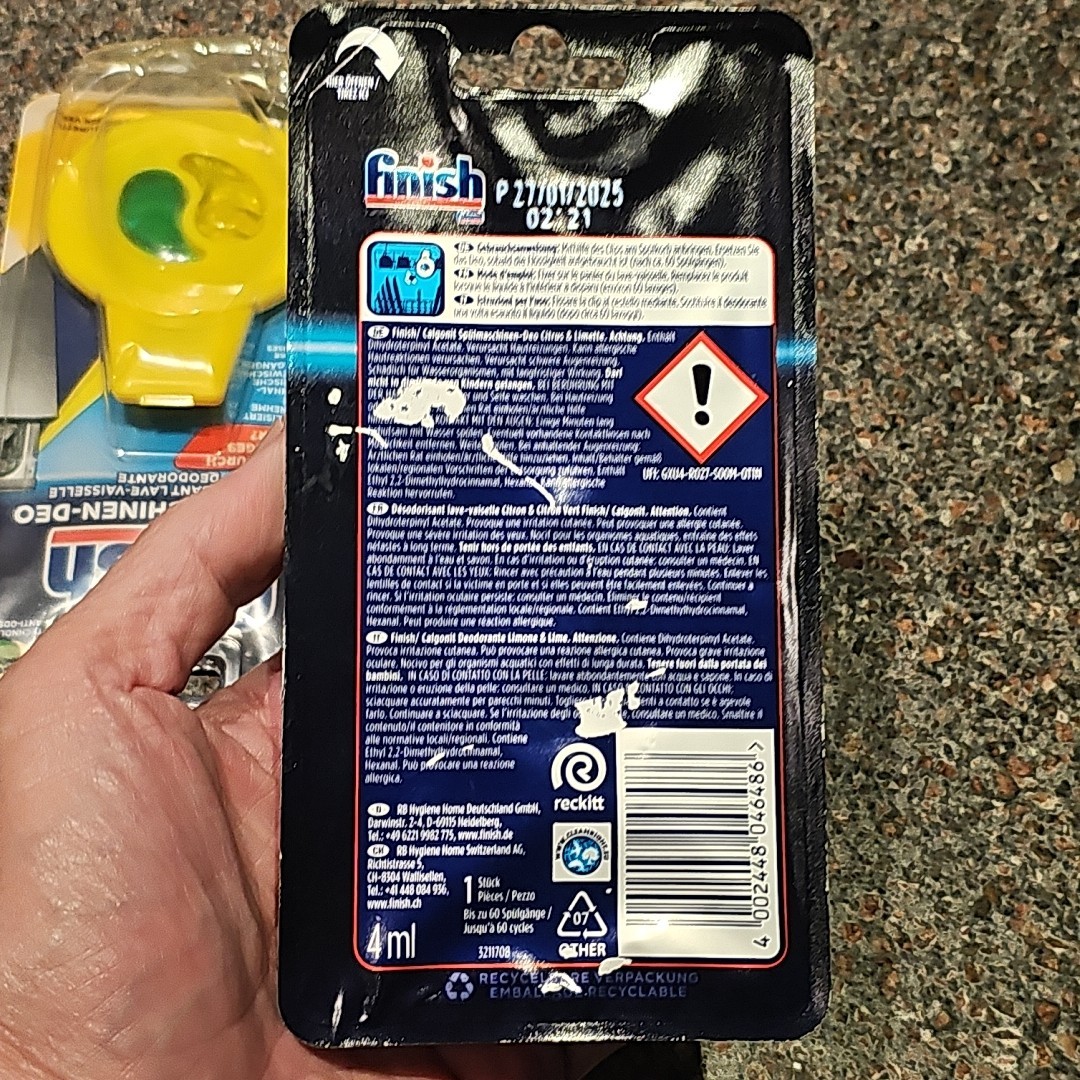 Finish Dishwasher Freshener Lemon Lime (Pack of 2) Deodorizer Lasts 60 Washes!