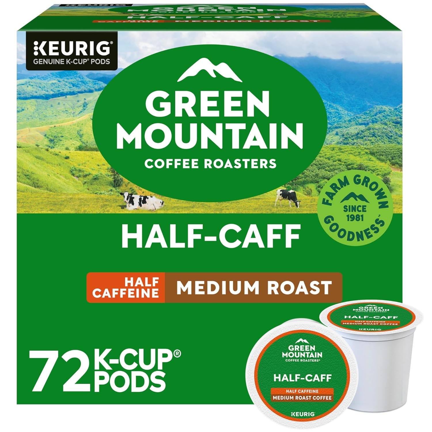 Green Mountain Coffee Roasters Half Caff Keurig Single-Serve K-Cup pods, Mediu