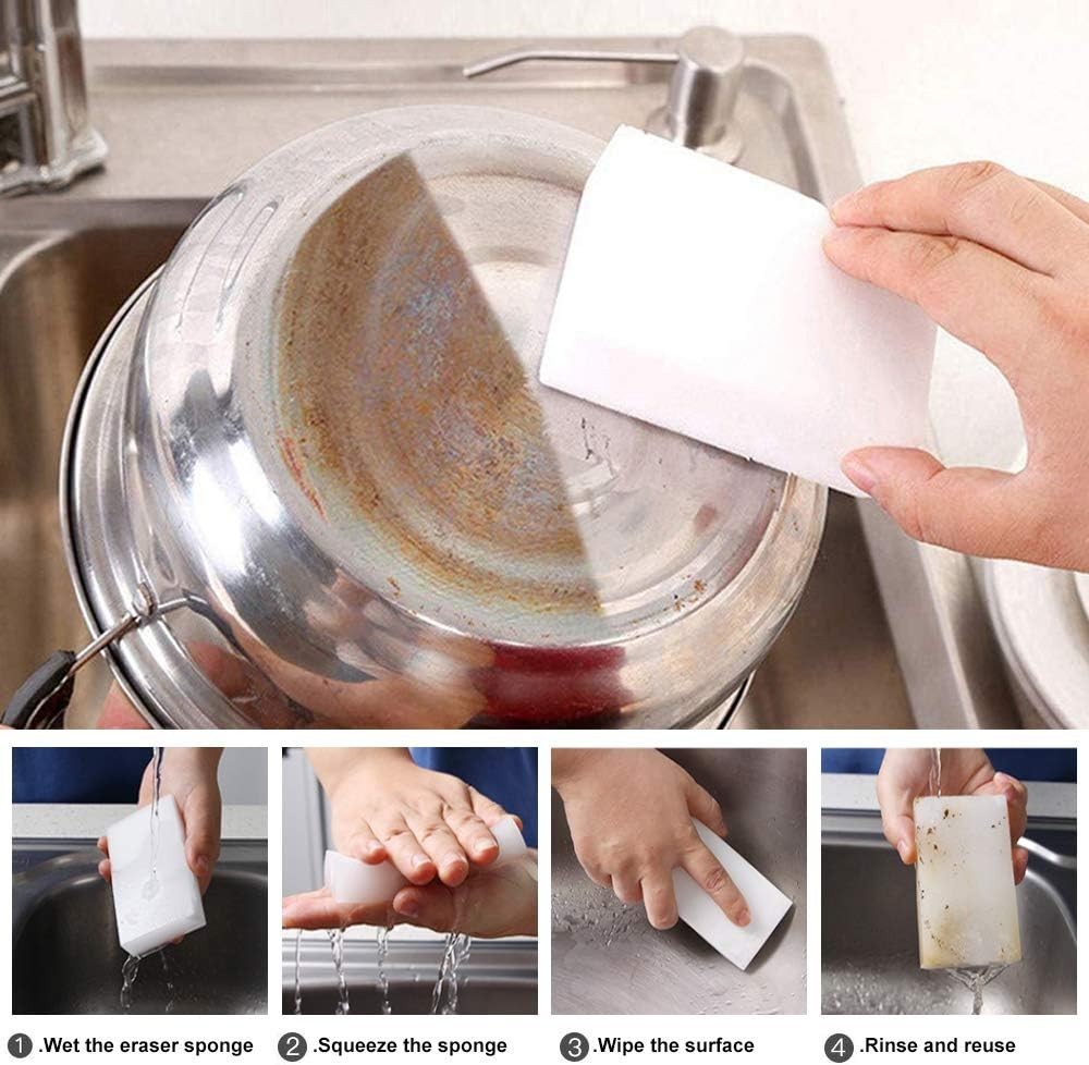 Multi-Functional 100 Pack Melamine Magic Sponges – Powerful Household Cleaners