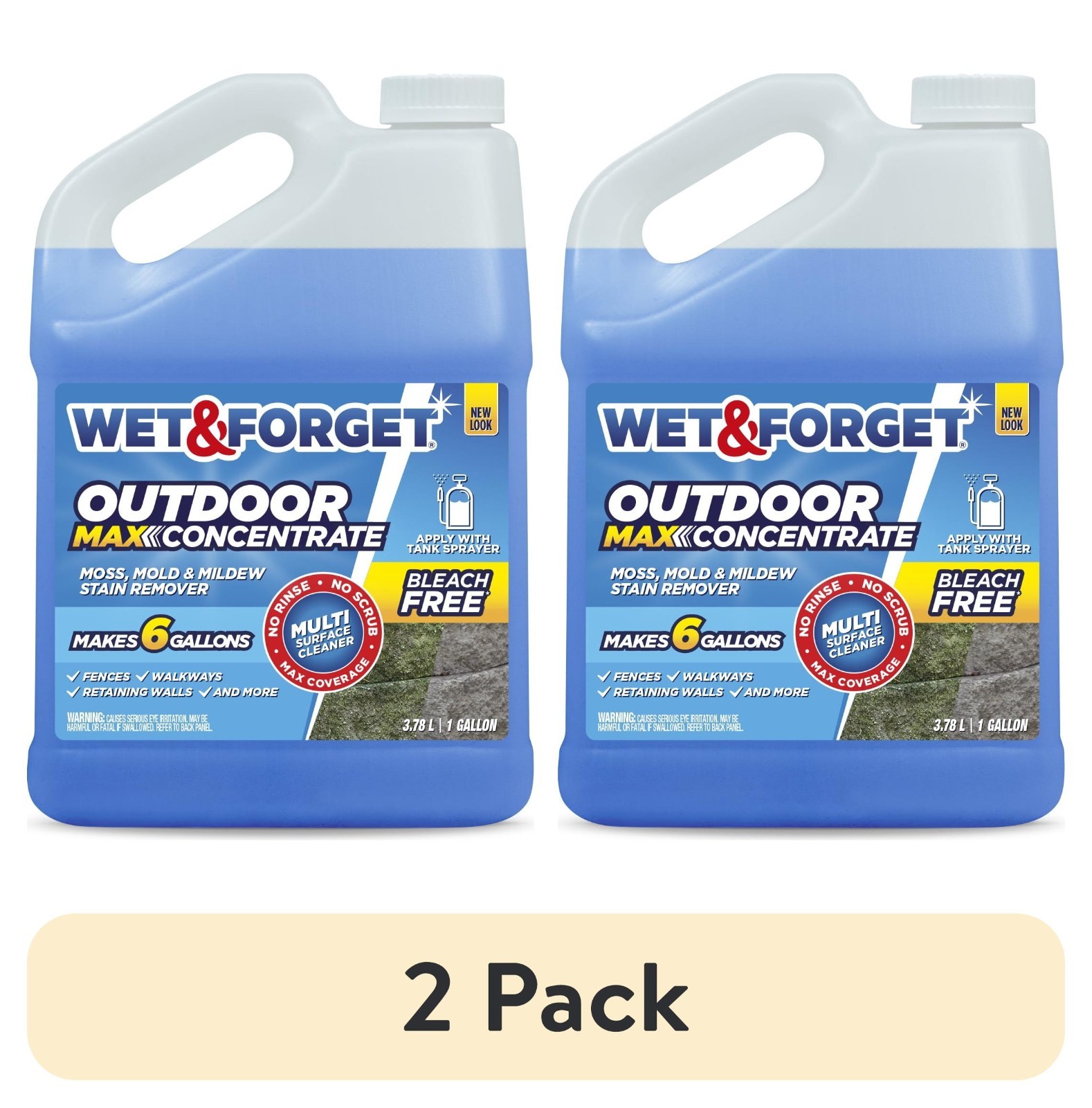 Wet & Forget Outdoor Moss/Mold/Mildew/Algae Stain Remover 128oz – 2 Pack
