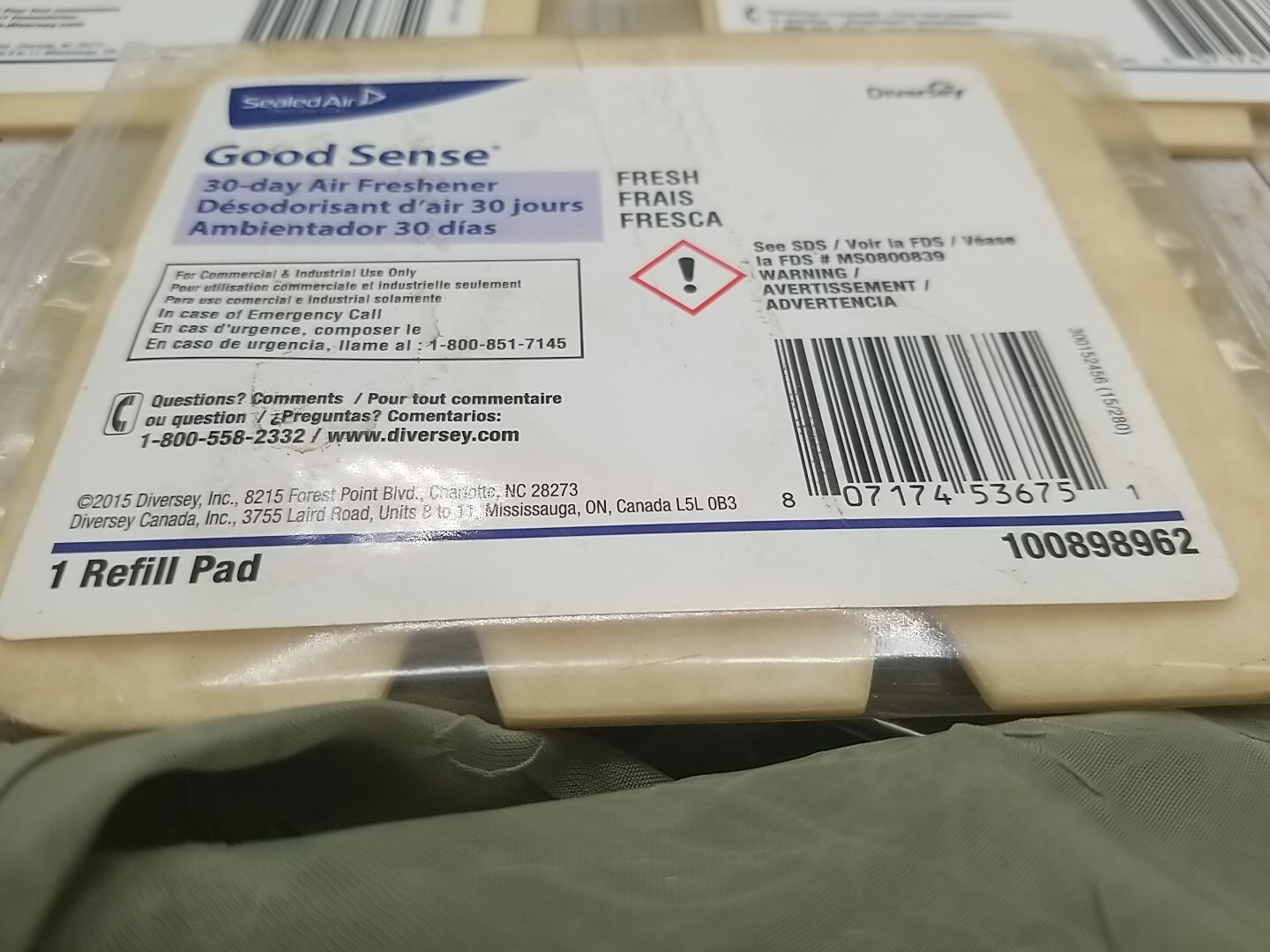 Lot Of 5 Diversey Good Sense Air Freshener 30 Day Refill Pad