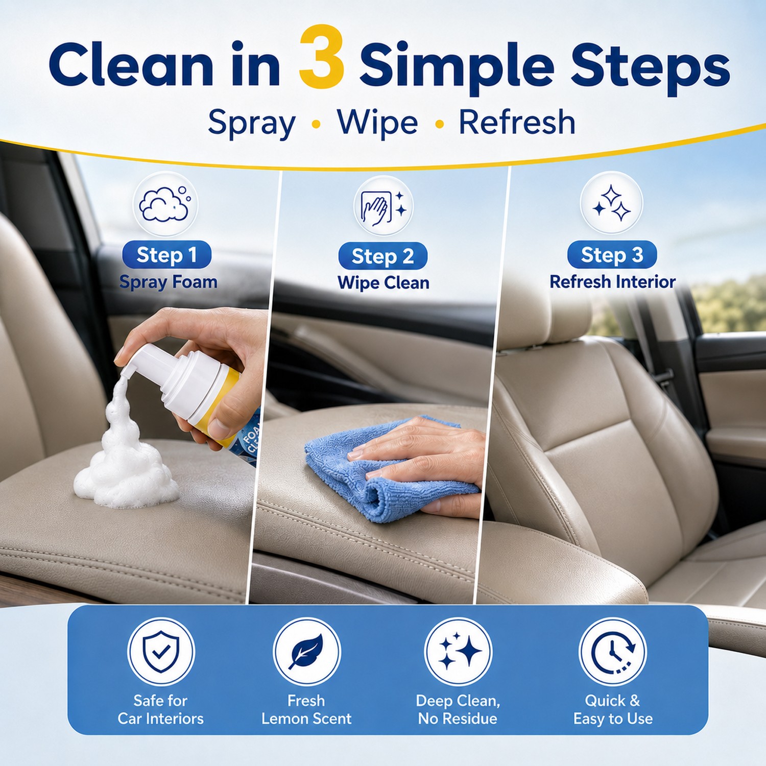 New 4-in-1 Multi-Enzyme Foam Cleaner, All-Purpose Spray 5oz with Sponge & Towel