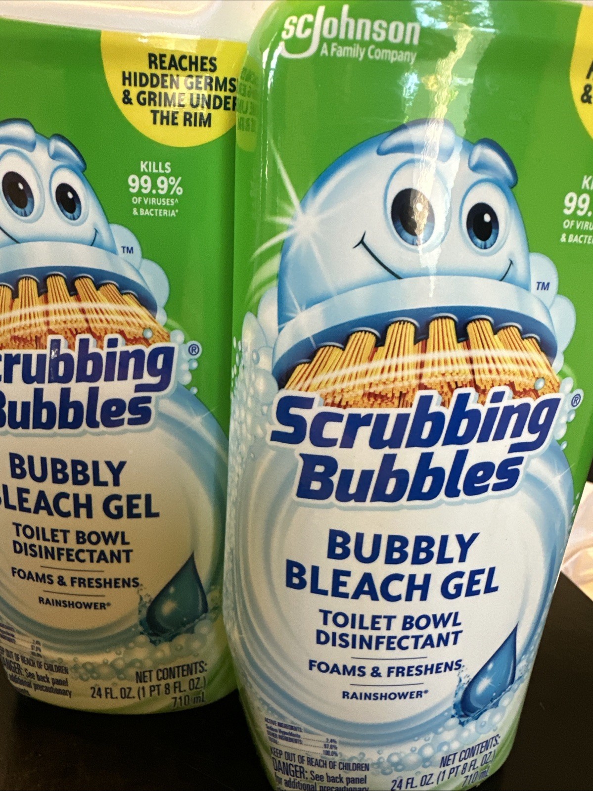 2x Scrubbing Bubbles Bubbly Bleach Gel Toilet Bowl Cleaner Rainshower 24 fl oz