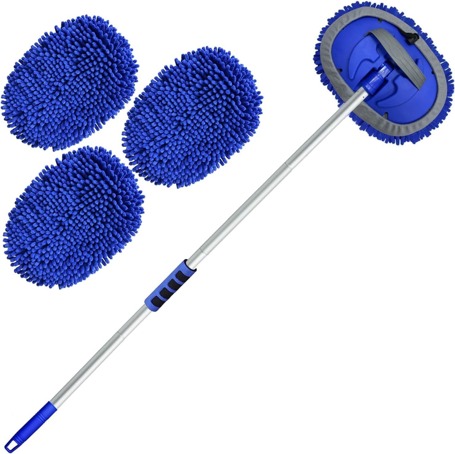 Car Wash Brush Kit – 62″” Long Handle Microfiber Cleaning Brush for Car RV Truck