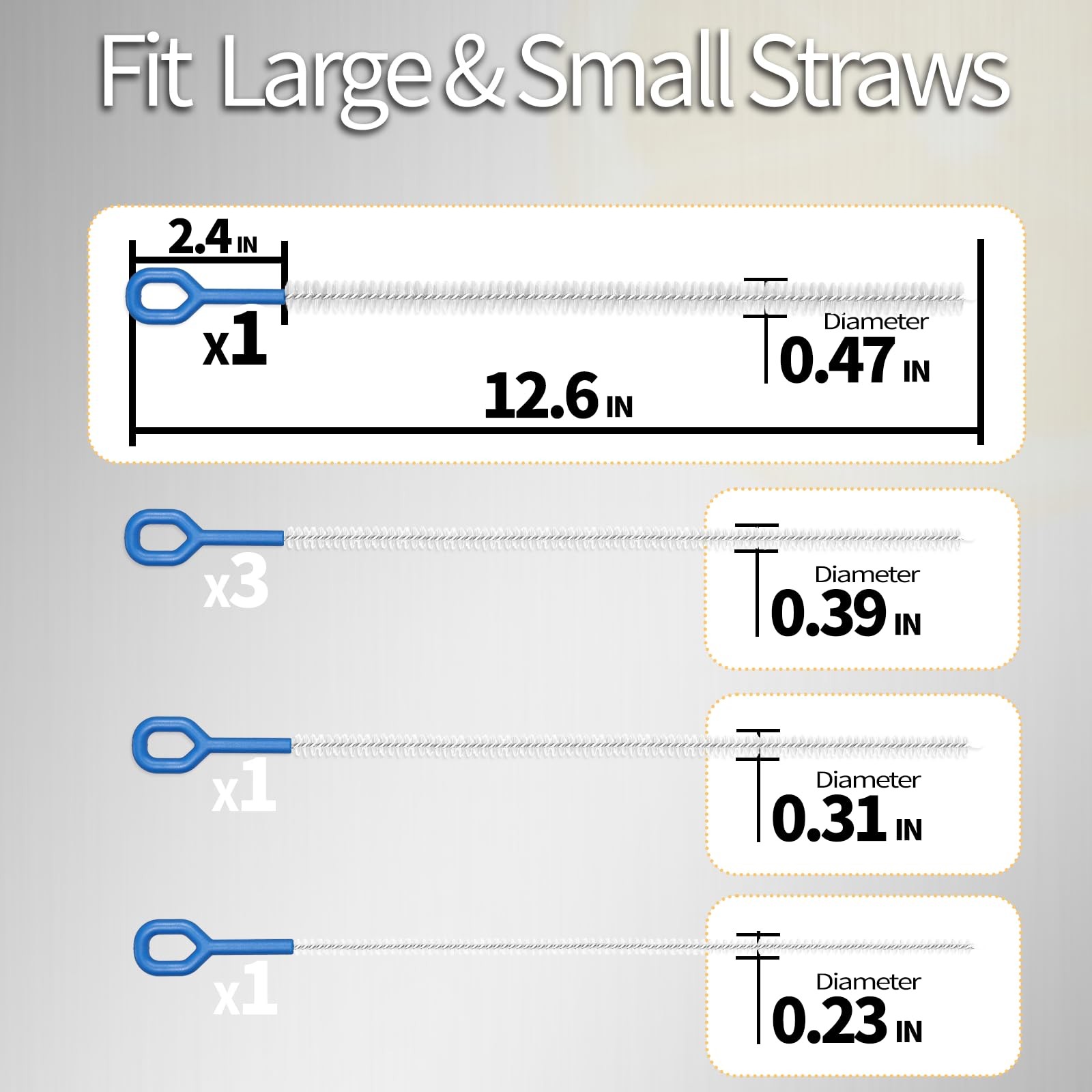 6 Pack Straw Cleaner Brush – 12.6 Inch Extra Long Straw Cleaners Different Si…