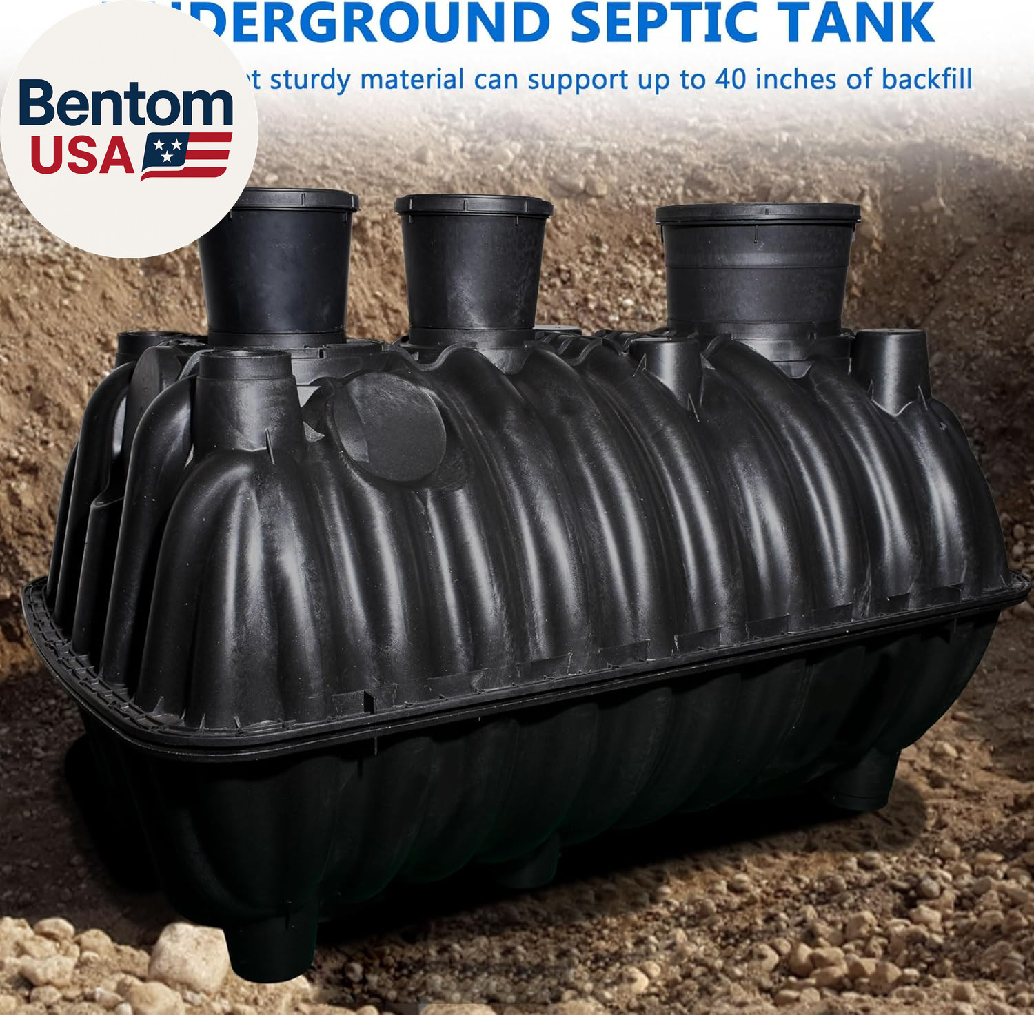 Large Underground Septic Tank Kit -68.3X38.8X36.2In Plastic Septic Tank System,