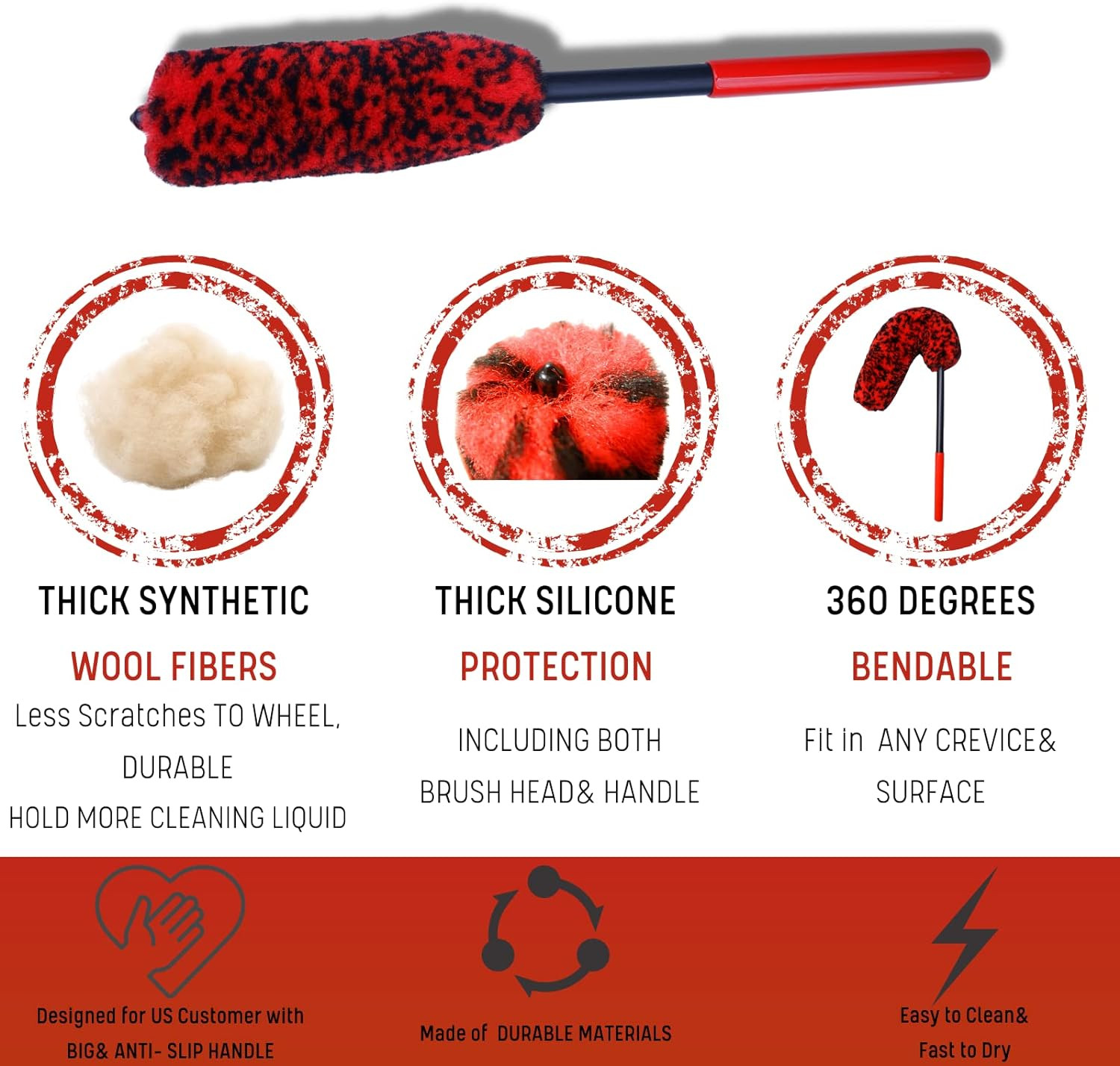 Professional 4 Pack Long Handle Wheel Brush Kit for Cleaning Wheel and Tire- 2X