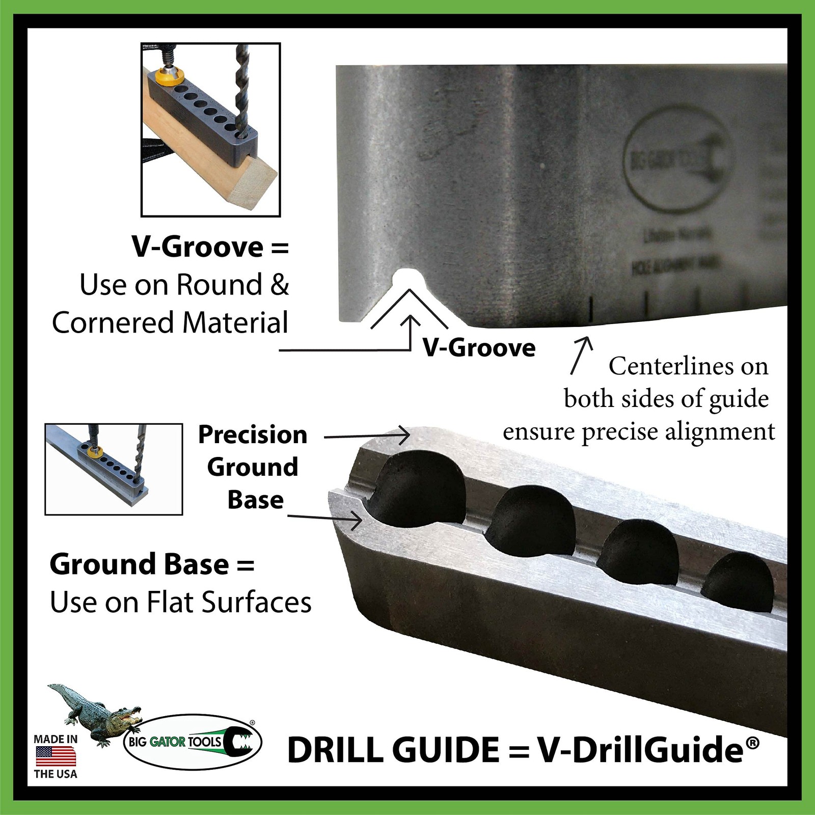 The Original V-DrillGuide® Big Gator Tools STD1000DGNP Standard Drill Guide S…