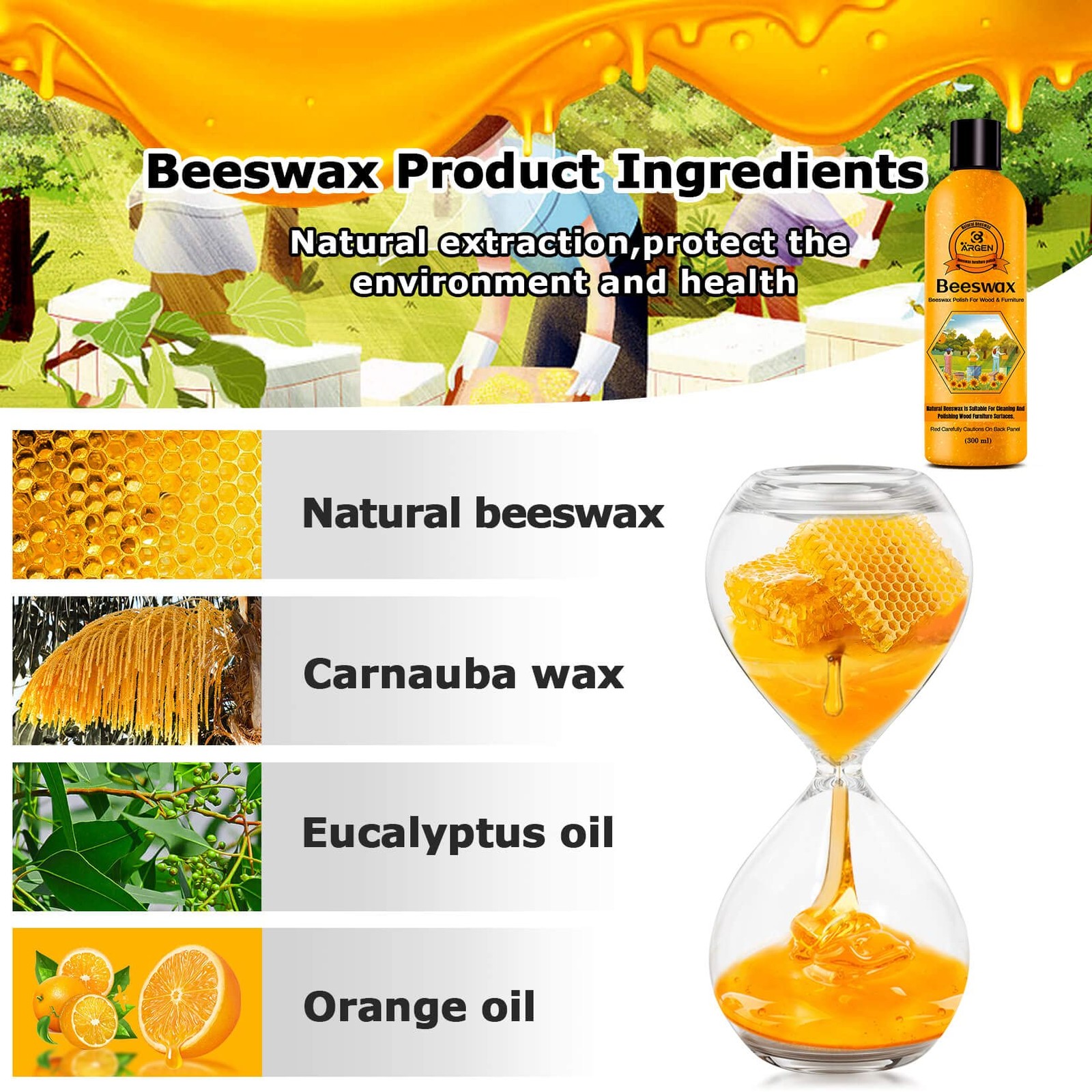 Beeswax Furniture Polish – Natural Wood Conditioner and Finish Restorer 300ML