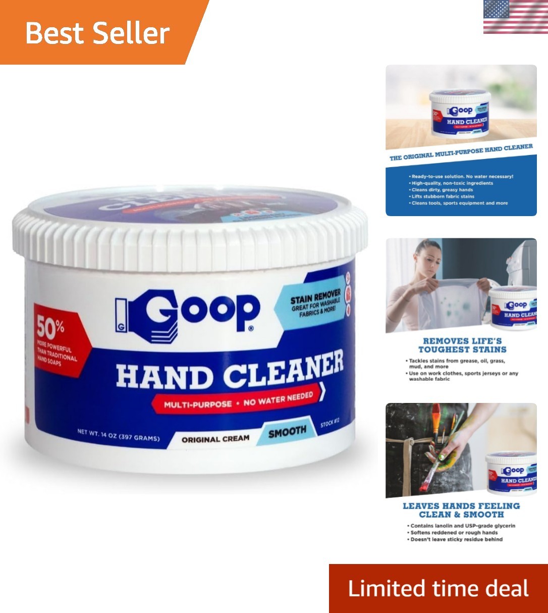 Multi-Purpose Hand Cleaner- Waterless Hand Degreaser, Laundry Stain Remover -…