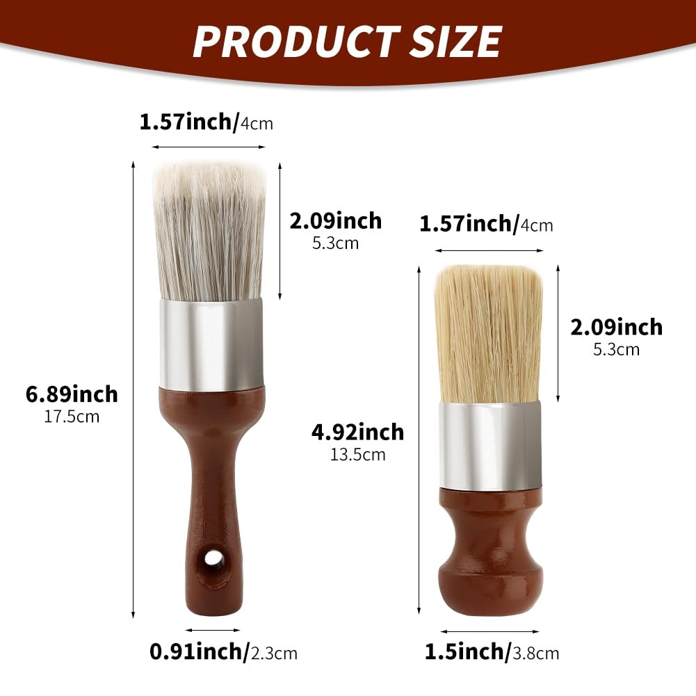 2pcs Leather Furniture Salve Brush, Wooden Handle Soft Nylon Bristles Wood So…