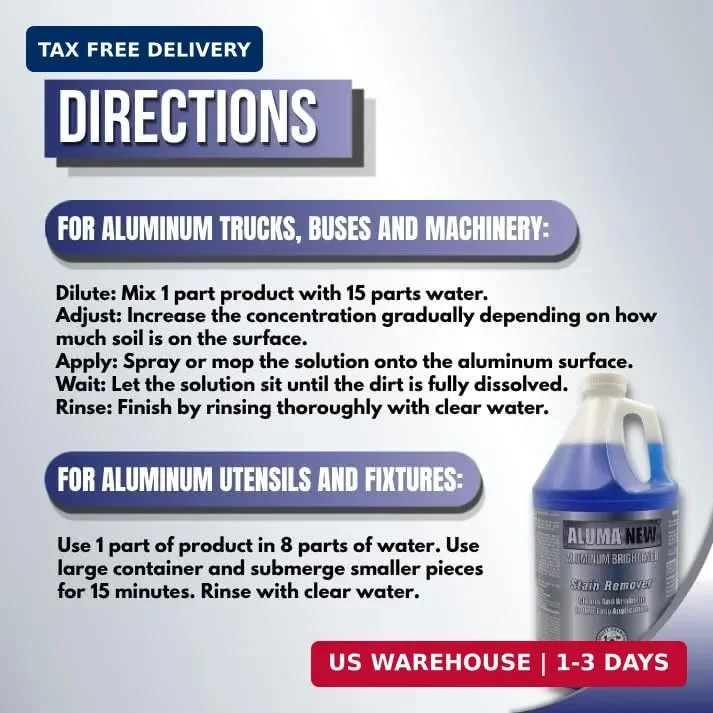 Aluminum Brightener/Stain Remover/Cleaner & Restorer/Made in USA/Quality Chemica