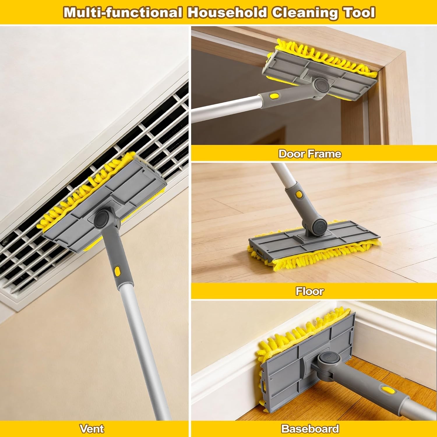 Effortless 77″ Extendable Ceiling Fan Duster with 360° Rotatable Cleaning Head