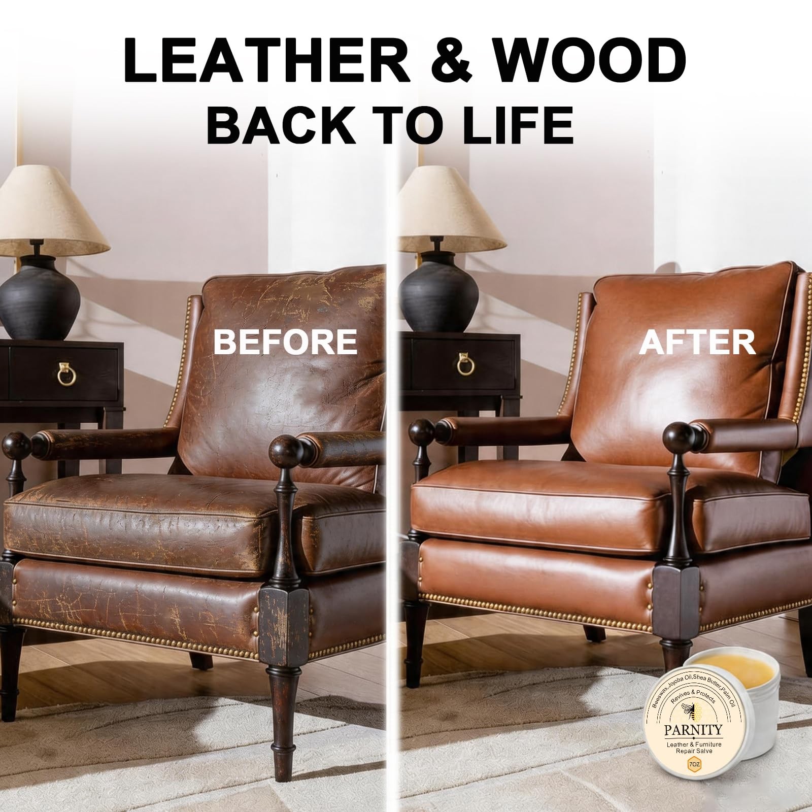 All-Natural Leather & Wood Furniture Repair Salve 7oz, Leather Conditioner & …