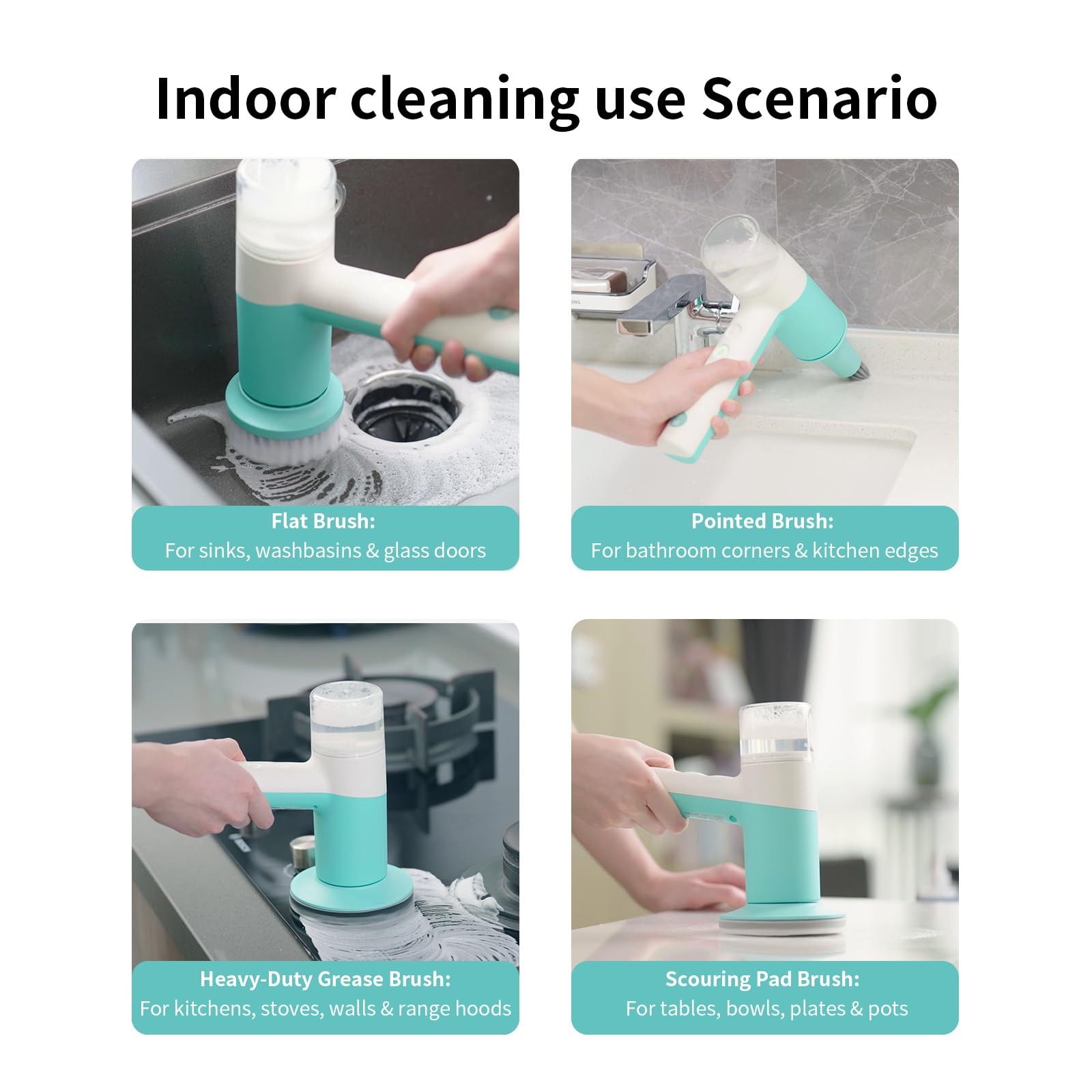 Dual-Rotation Electric Scrubber – IPX5 Waterproof Multi-Surface Cleaning Brus…