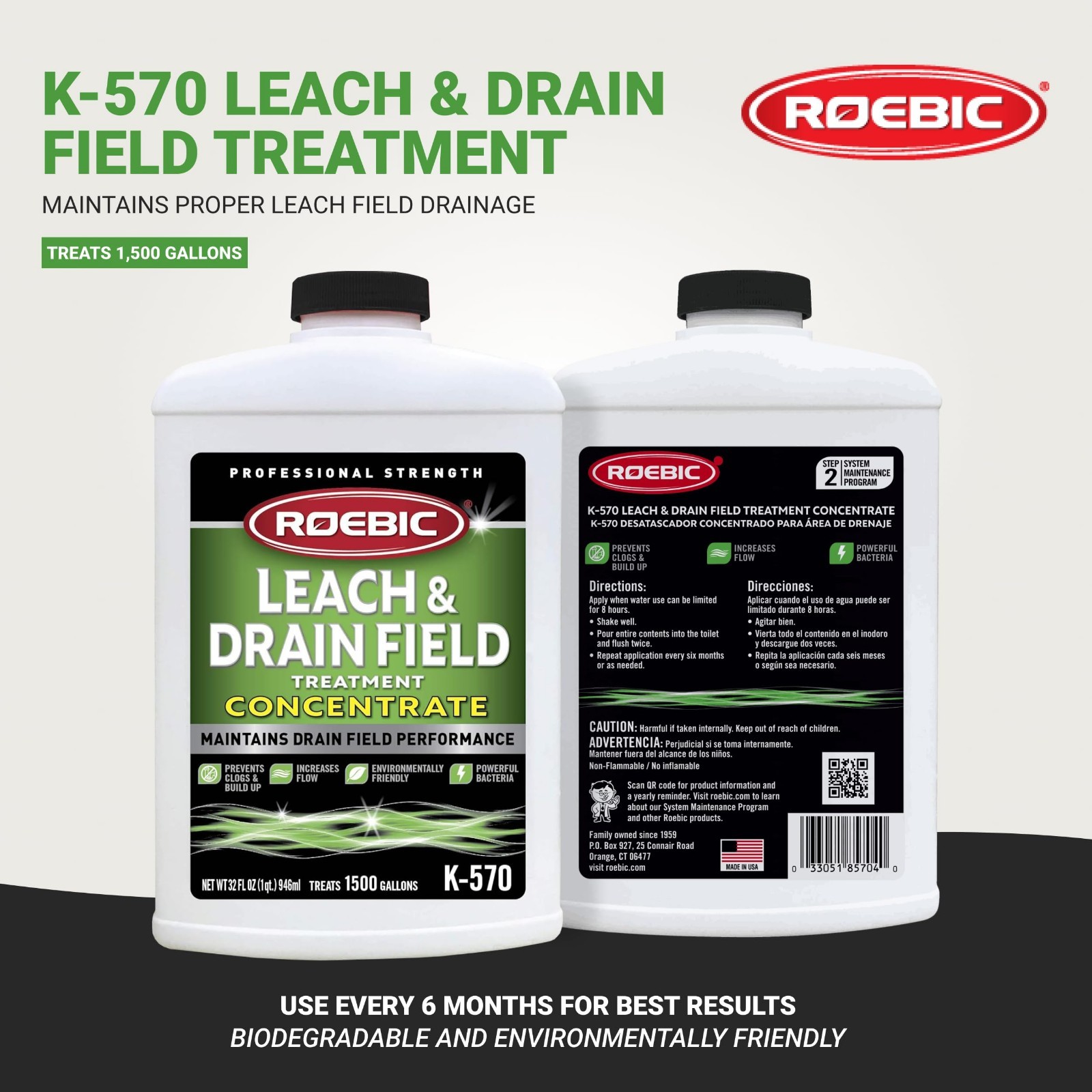 32oz Leach & Drain Field Opener Concentrate – Septic Tank Treatment, Clog Remove