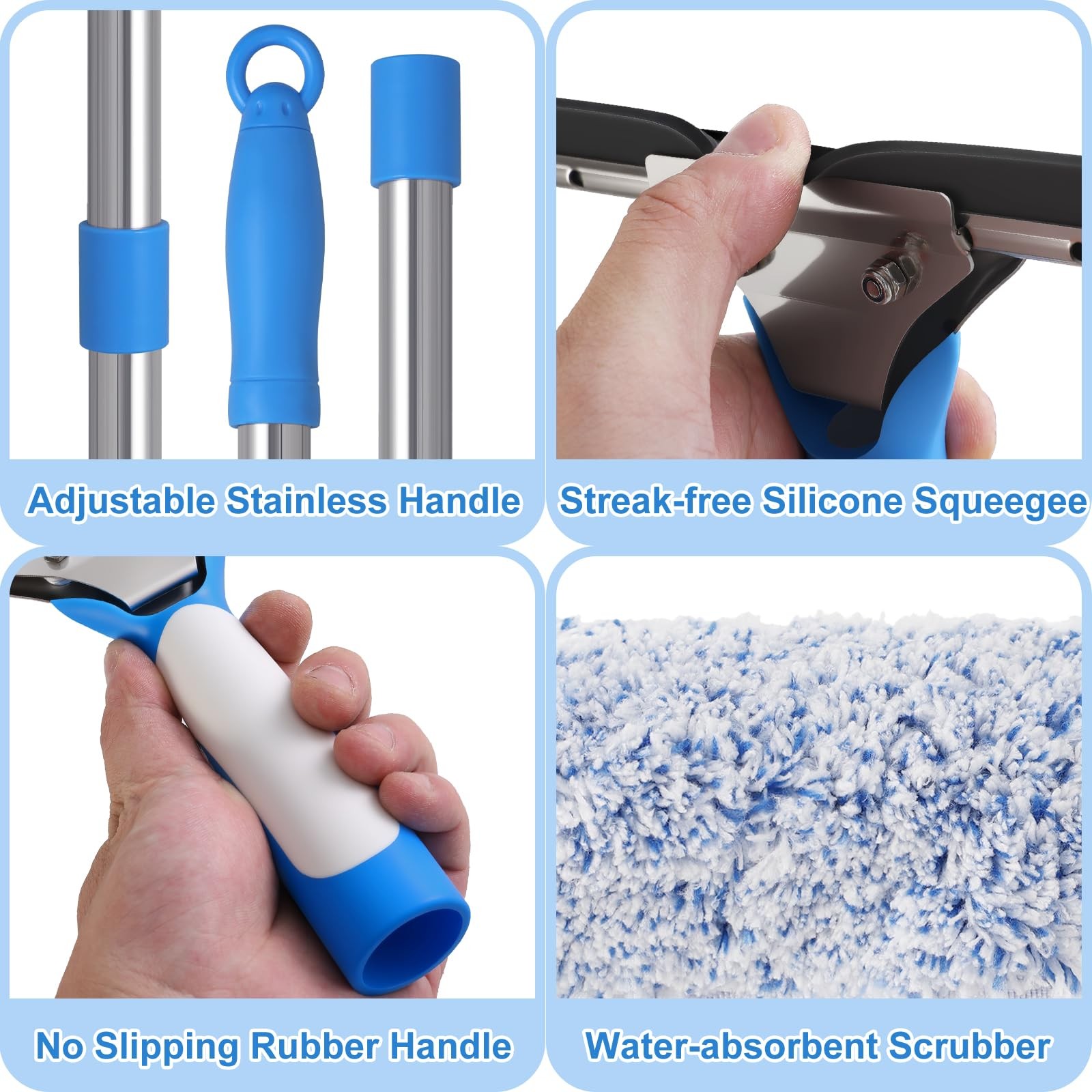 Professional Window Cleaning Kit with Bucket 3 Gallon, 14″ Window Squeegee Mi…