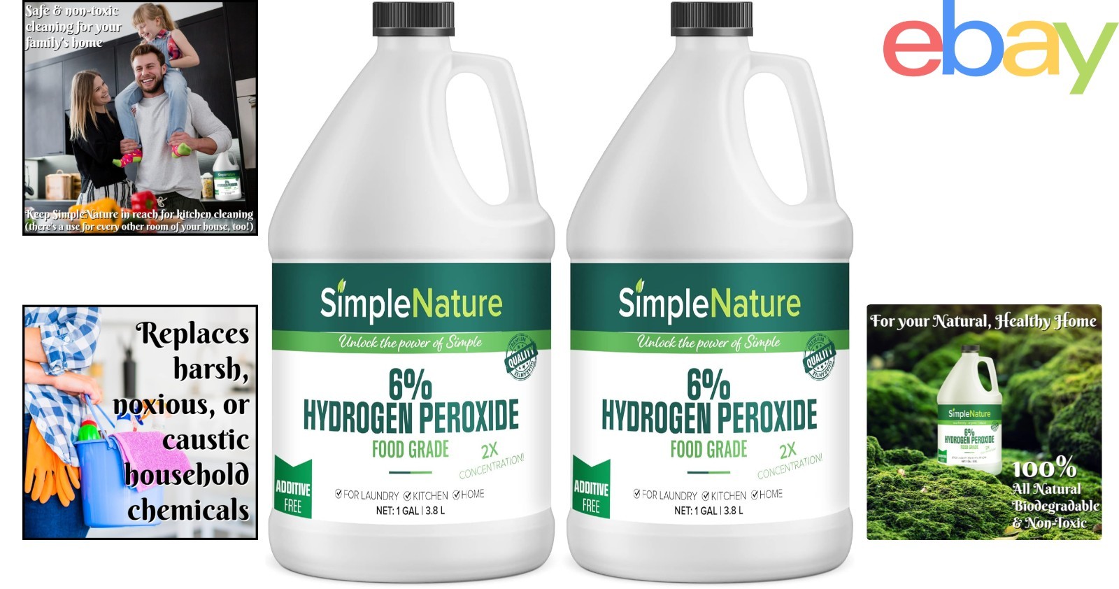 Natural Oxygenating Cleaner – 2 Gallons of Food Grade Hydrogen Peroxide Solution
