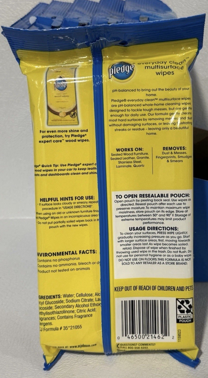3 Packs Pledge Fresh Citrus Multi-surface Wipes 25 Pre-Moistened Wipes Per Pack