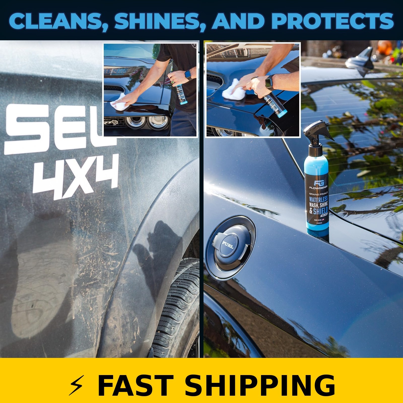 Flowgenix Waterless Car Wash Spray – Grand Finale – 8 oz
