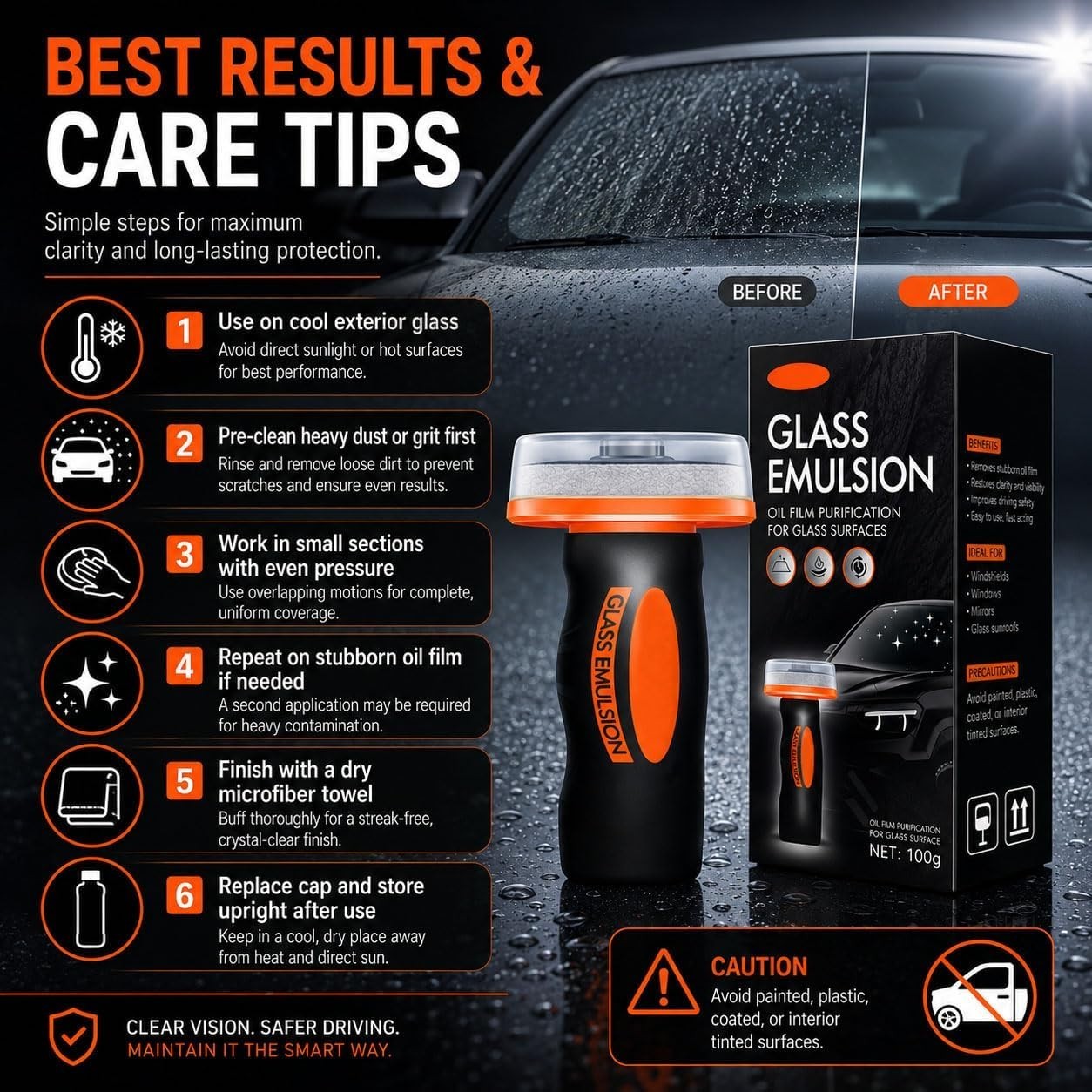 Car Windshield Oil Film Remover, 2 Pack