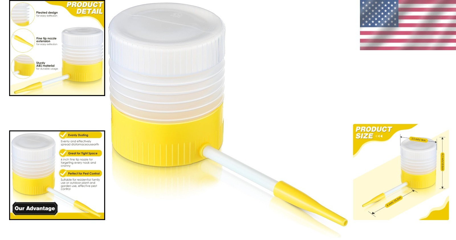 Ergonomic Diatomaceous Earth Duster for Evenly Distributed Pest Control Dusting