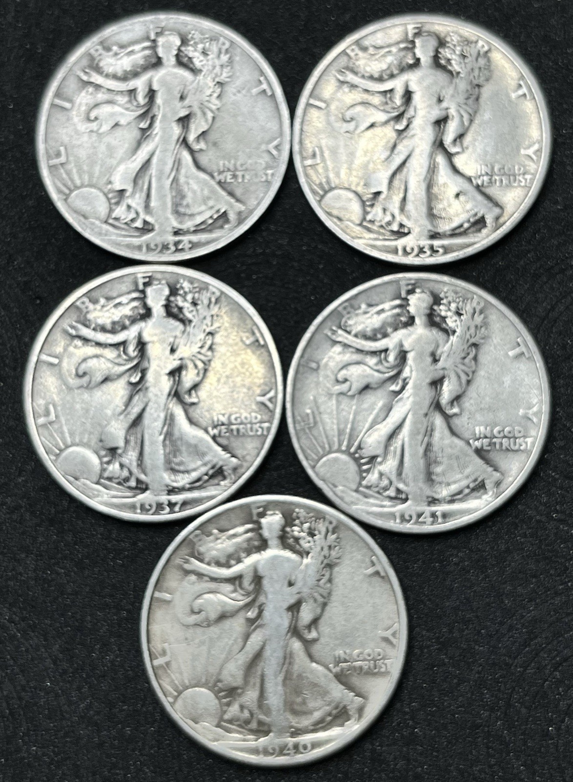 lot of 5 walking liberty half DOIIars （5）