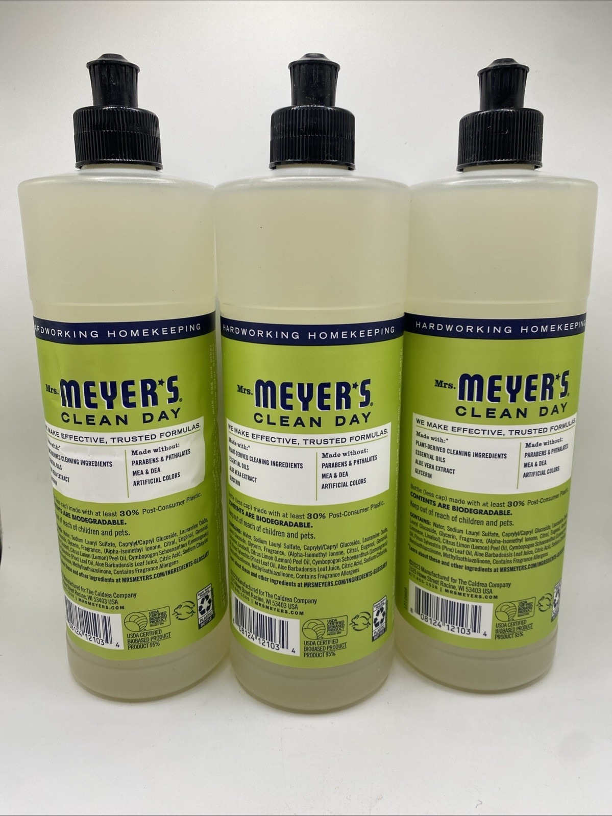 Mrs Meyer’s Clean Day Dish Soap Lemon Verbena Plant Based 16 Fl Oz 3-PACK