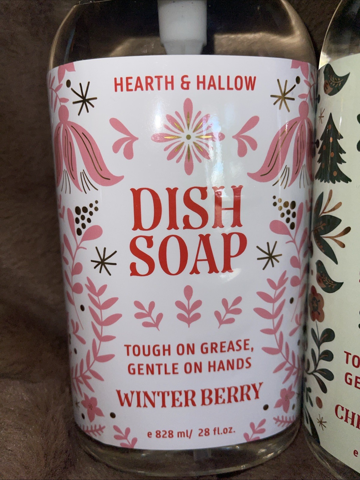 2-Pack Hearth & Hallow Set ~ Christmas Tree Winter Berry Dish Soap 28 fl oz Each