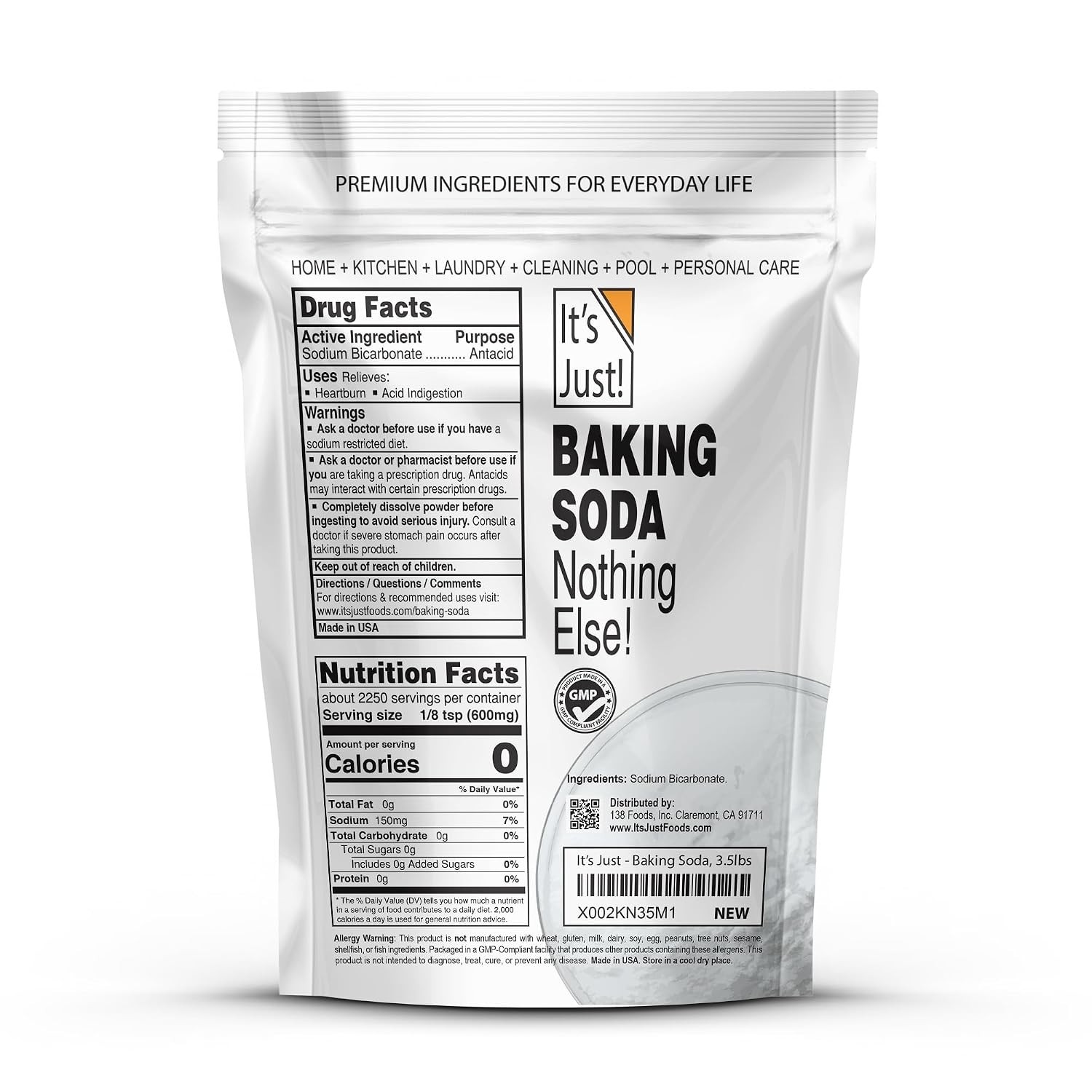Gourmet Baking Soda – Food Grade & Non-GMO, 56 Oz for Culinary Excellence