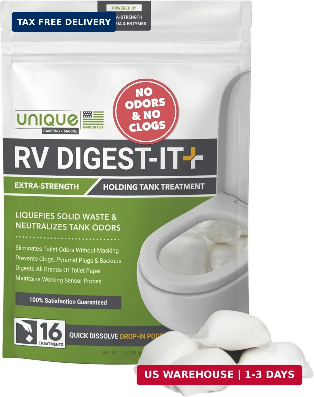 Unique RV Digest-It Ultra RV Tank Treatment Pods – 16 Treatments, Breaks Down Wa