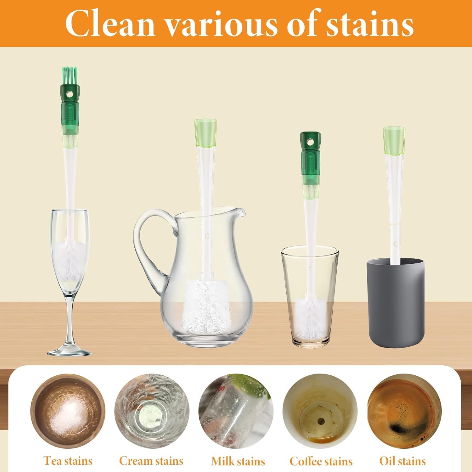 5 Pc Bottle Cleaning Brush Set Water Bottles Removable Multifunct Cleaning Tools
