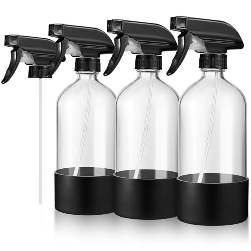 3 Pack 16oz Empty Glass Spray Bottles with Silicone Sleeve – Refillable Boston R