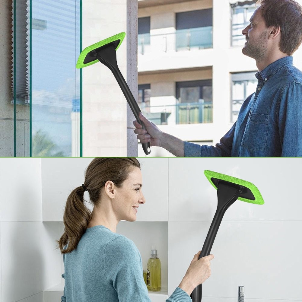 CAR WINDOW CLEANER WINDSHIELD CLEANING WAND TOOL ROTABLE HEAD W/ 5 REUSABLE PADS