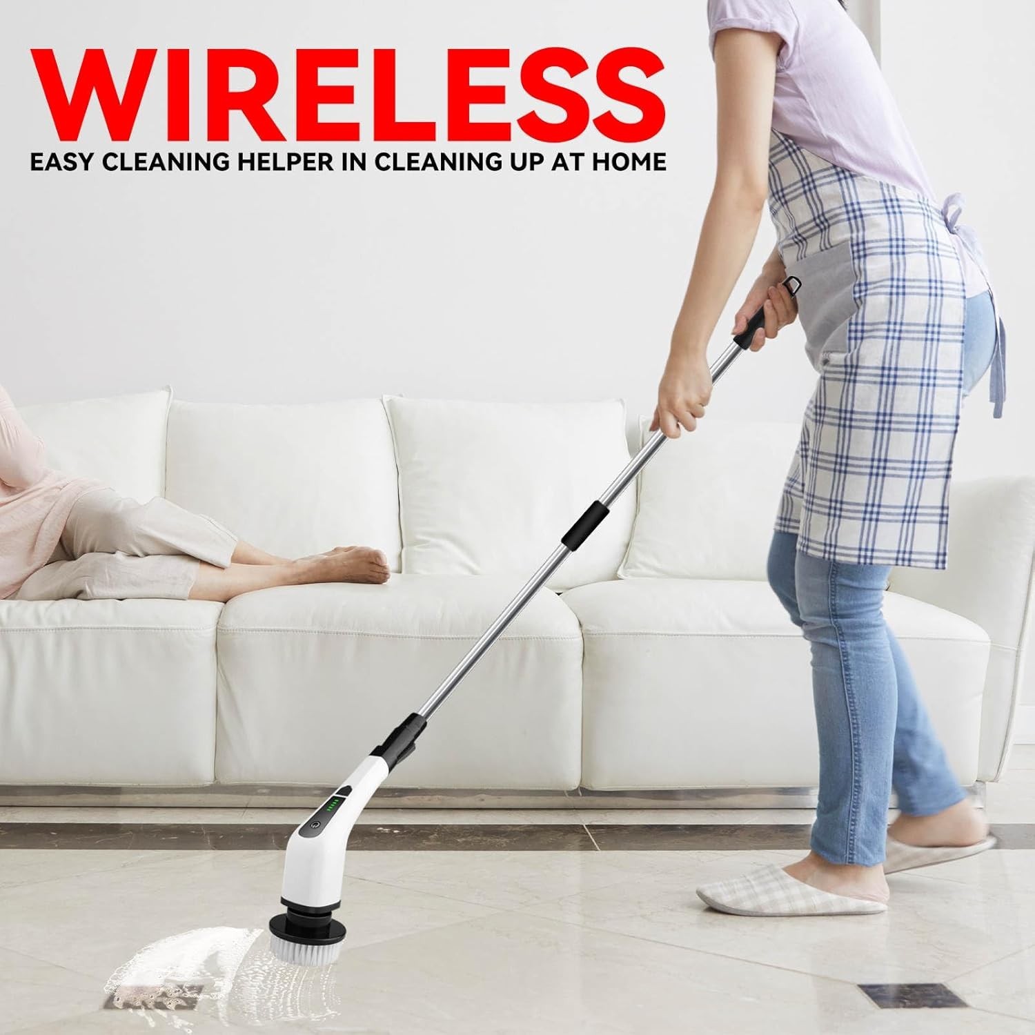 7 in 1 Electric Cleaning Brush Cordless Scrubber Kit 25W Adjustable Handle