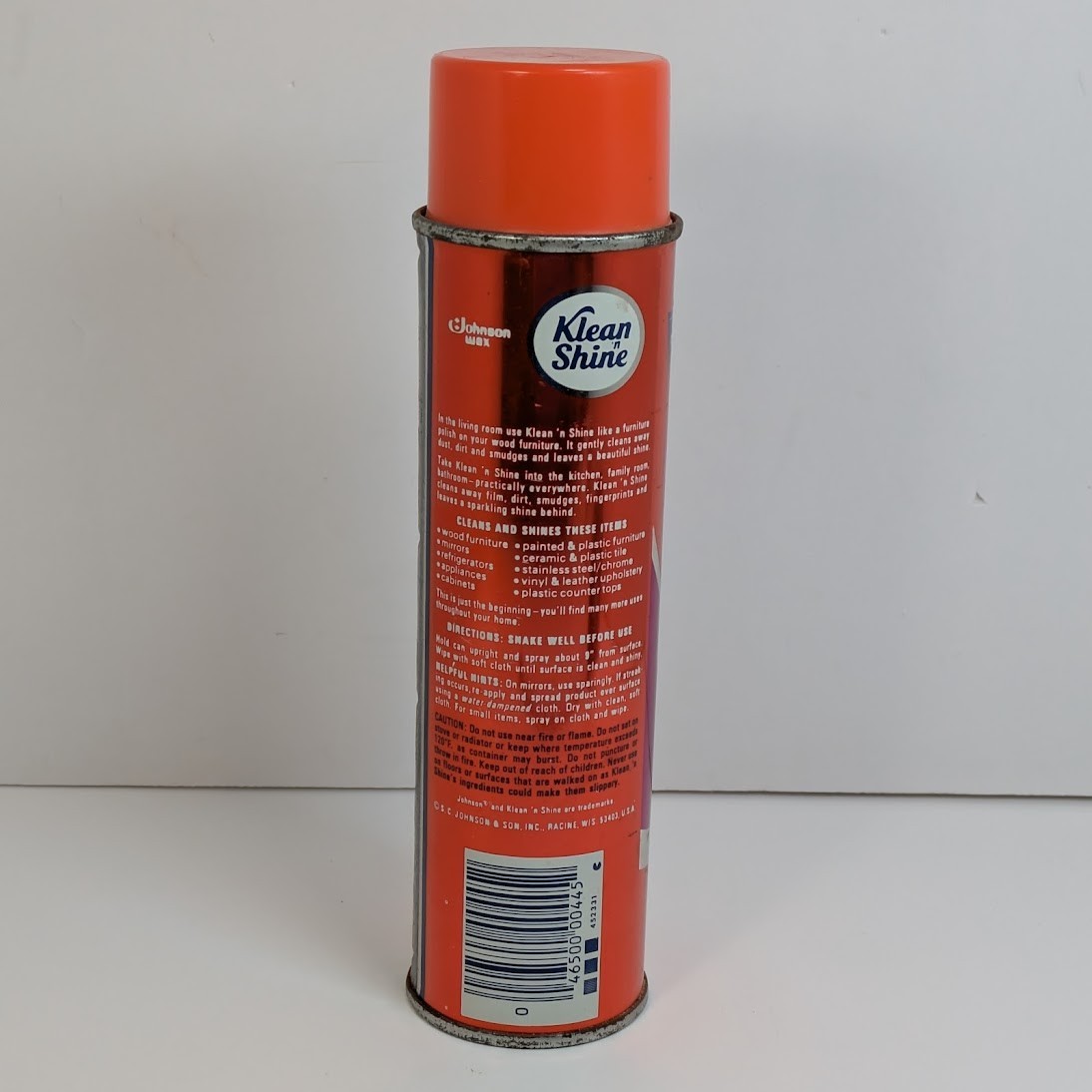 Johnson Wax Klean N Shine Foam Cleaner 1980 Spray Can – 90% Full – Vintage