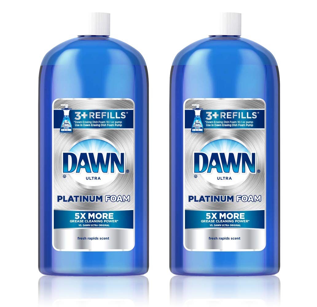 Platinum Erasing Dishwashing Foam Refill, Fresh Rapids, 30.9 Fl Oz Pack of 2