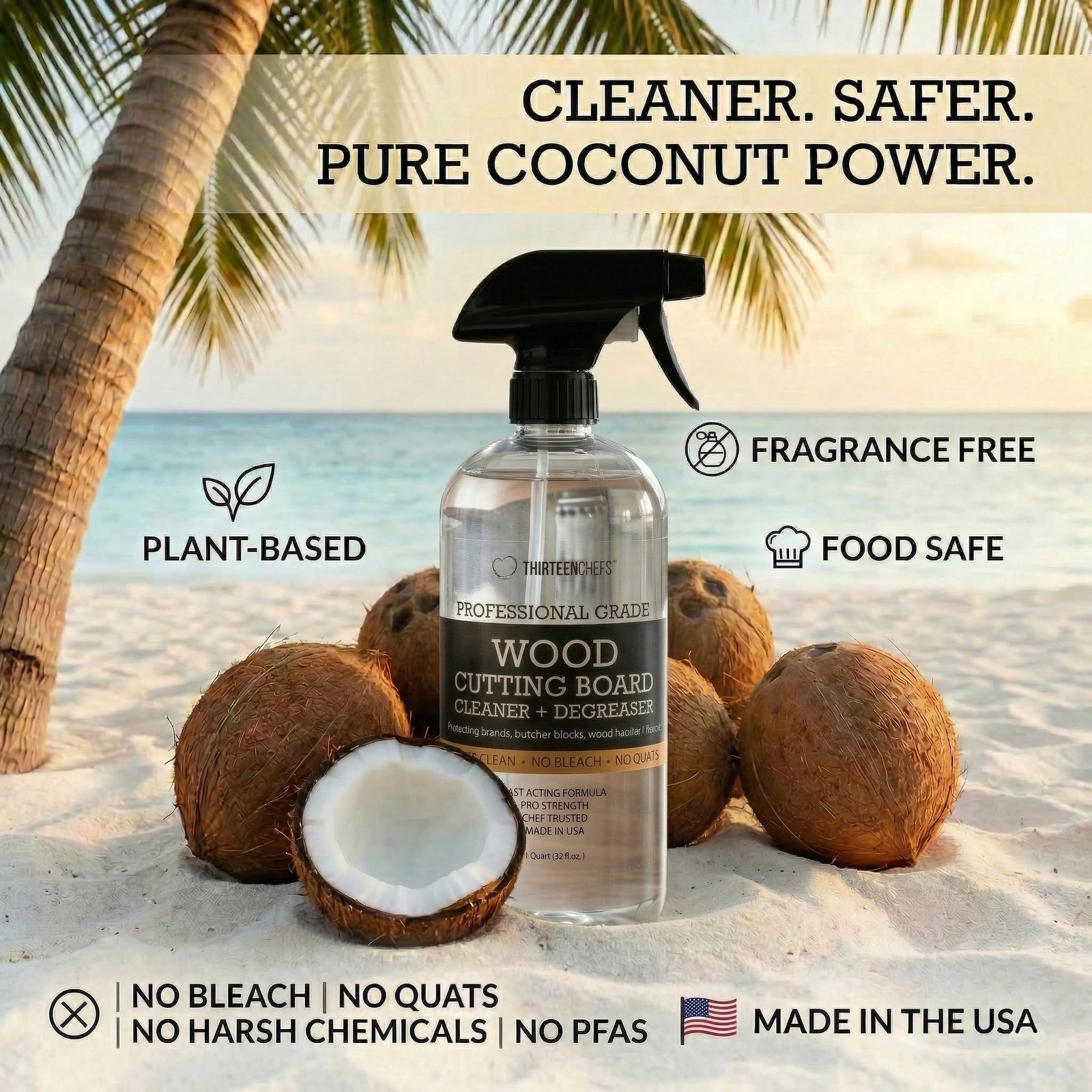 Wood Cutting Board Cleaner – Food Safe Spray for Butcher Blocks and Counterto…