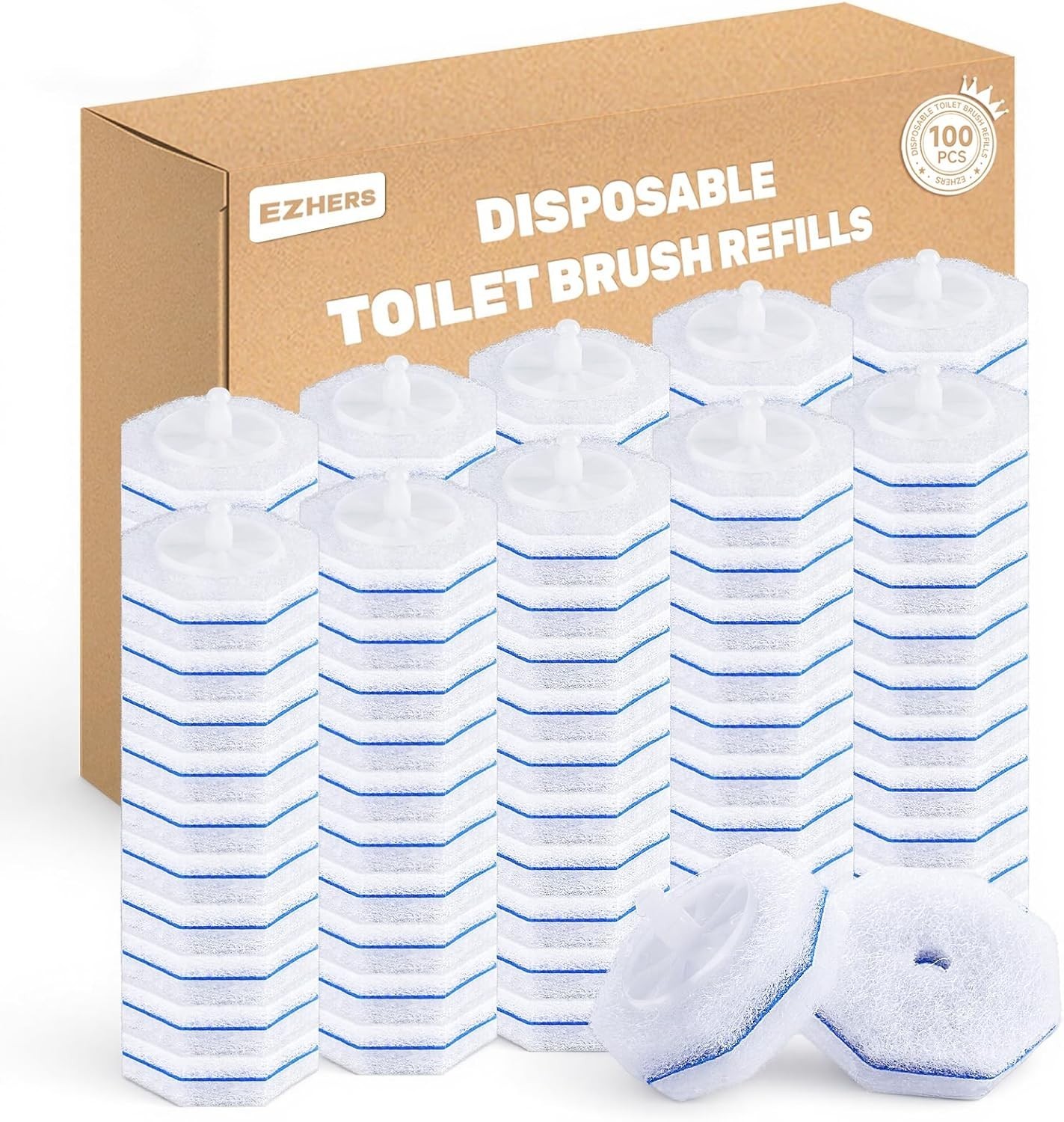 100-Count Toilet Bowl Wand Refills – 5X Cleaning Power Touch-Free Scrubber