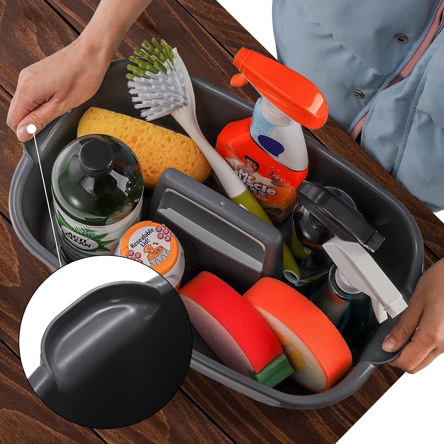 Ergonomic 12.6L Cleaning Bucket Set – Stylish Plastic Caddy for Home or Garden