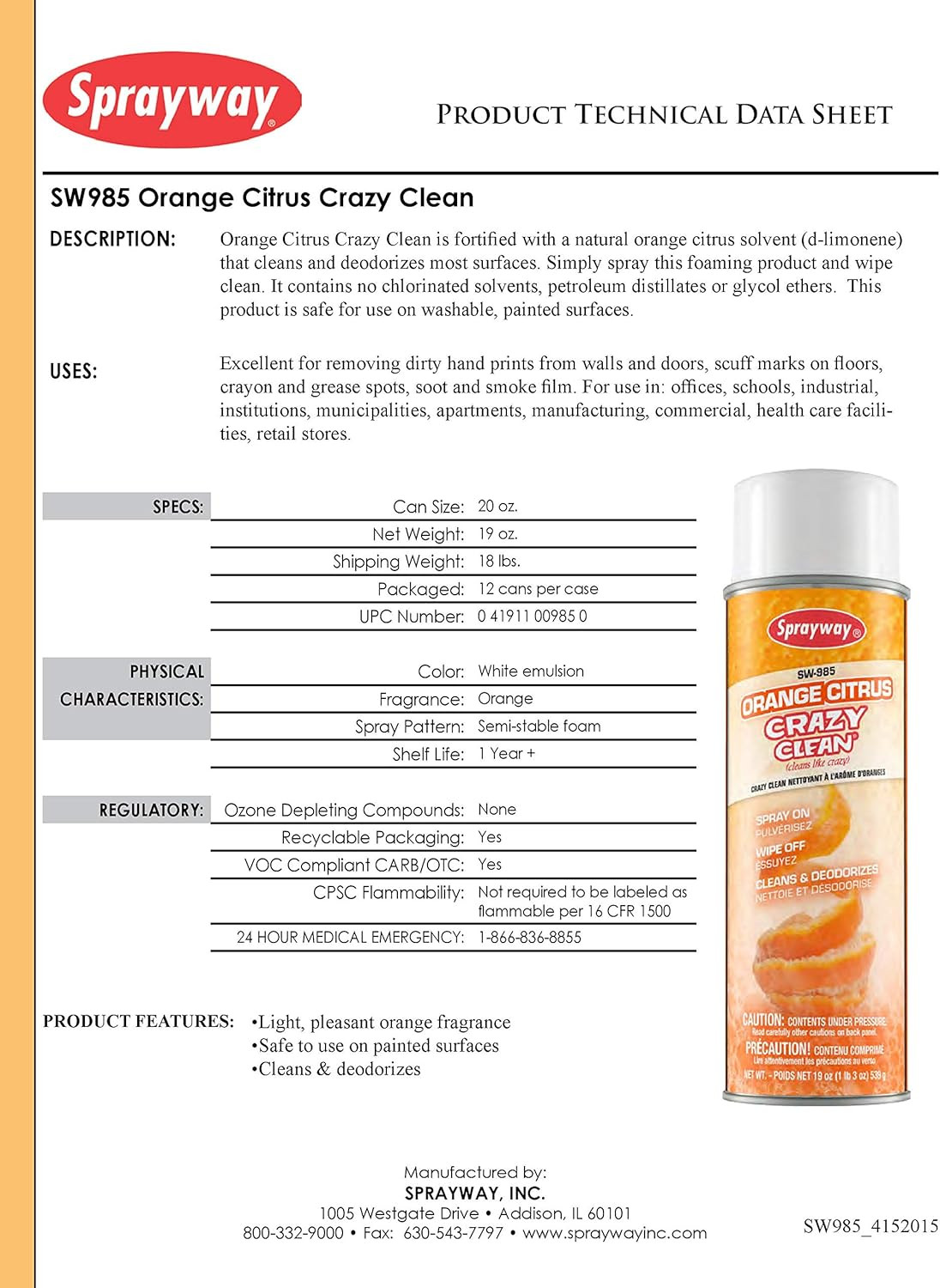 SW985 Orange Citrus Crazy Clean, 19Oz (985)